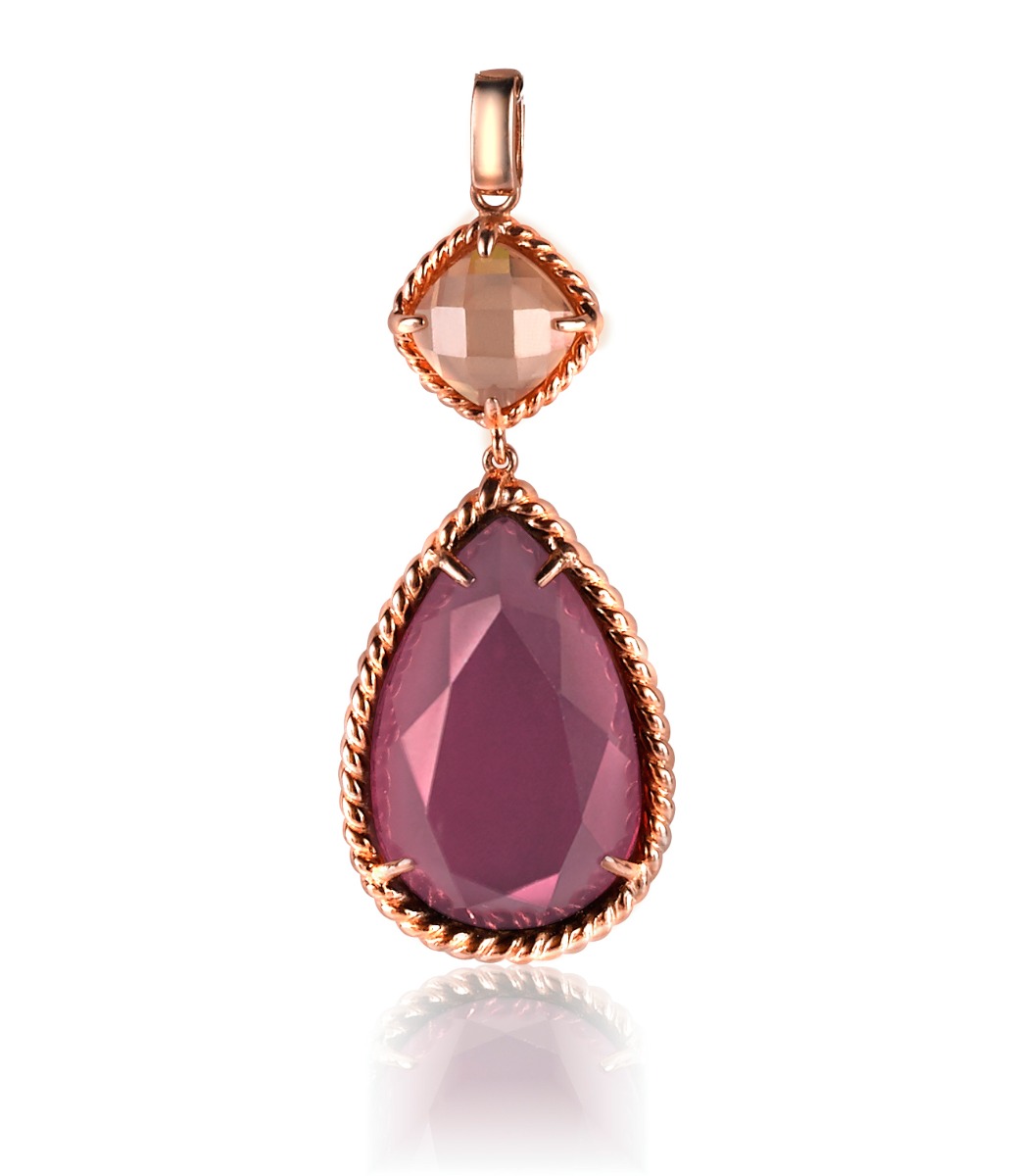 ZINZI Rose Gold Plated Sterling Silver Pendant Red Brown ZIH1161E