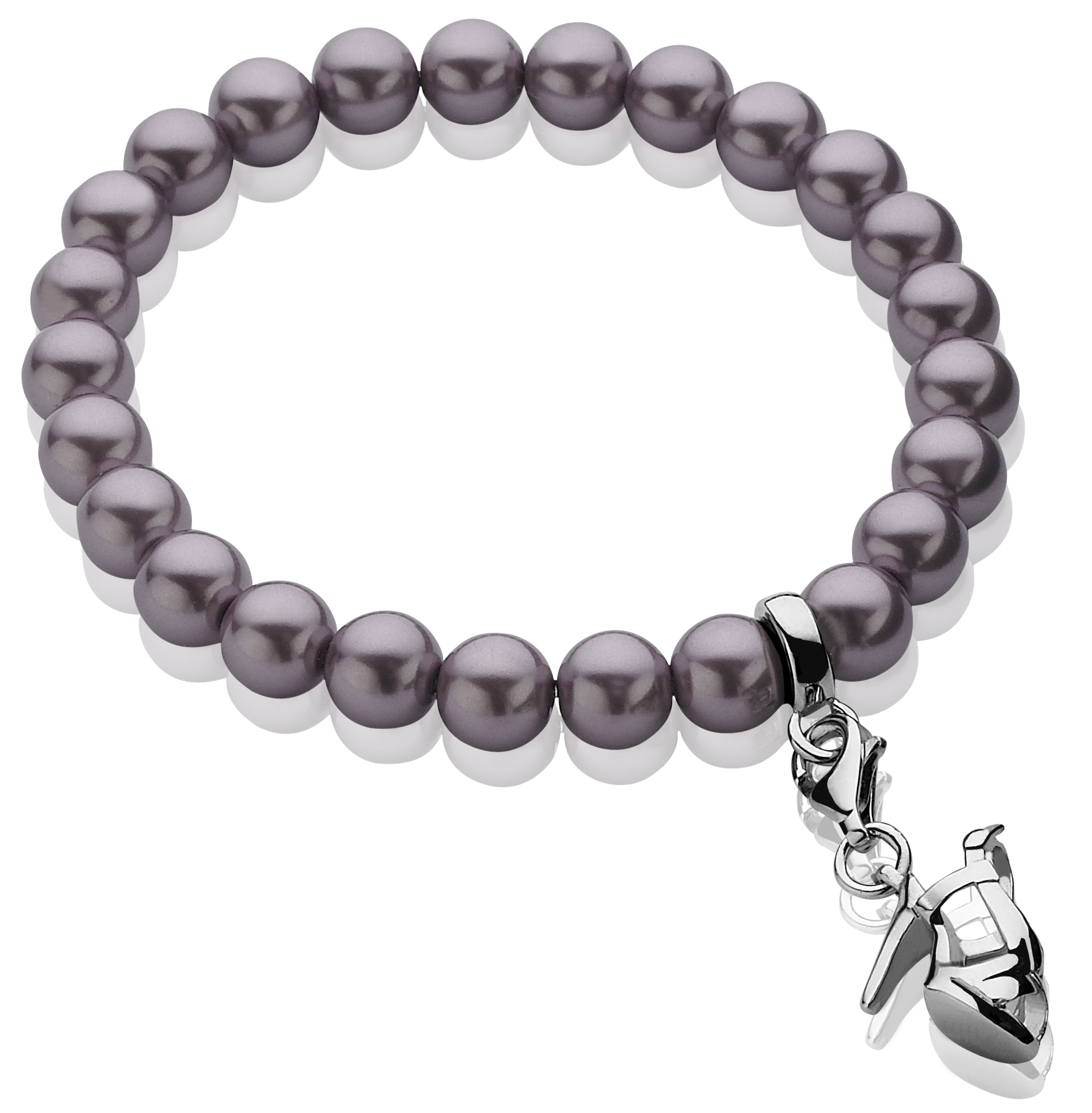 ZINZI Stretch Bracelet One-size Purple Pearls for Charms CH-A20P