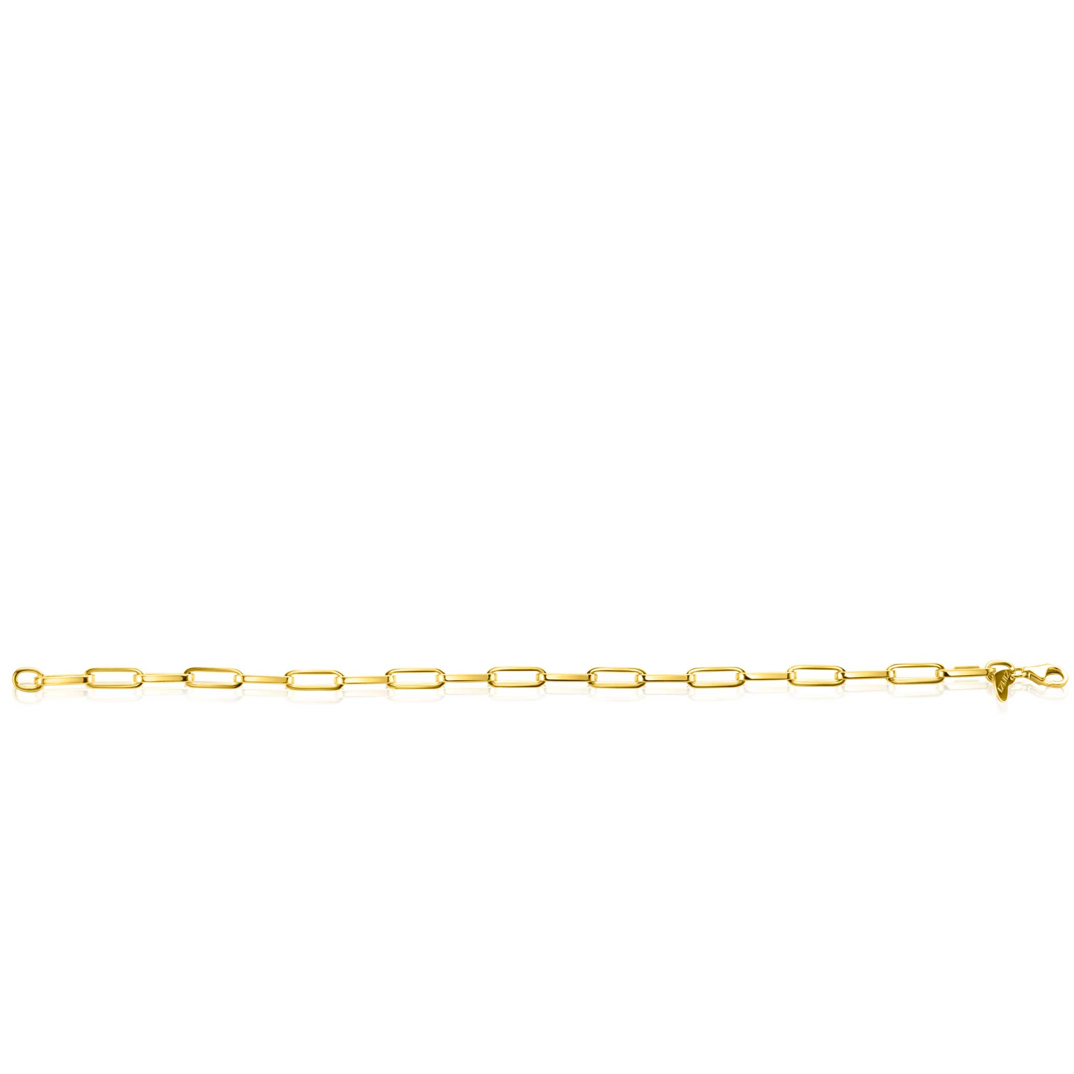 ZINZI 14K Gold Bracelet Trendy Paperclip Chains 4mm width 19cm ZGA347