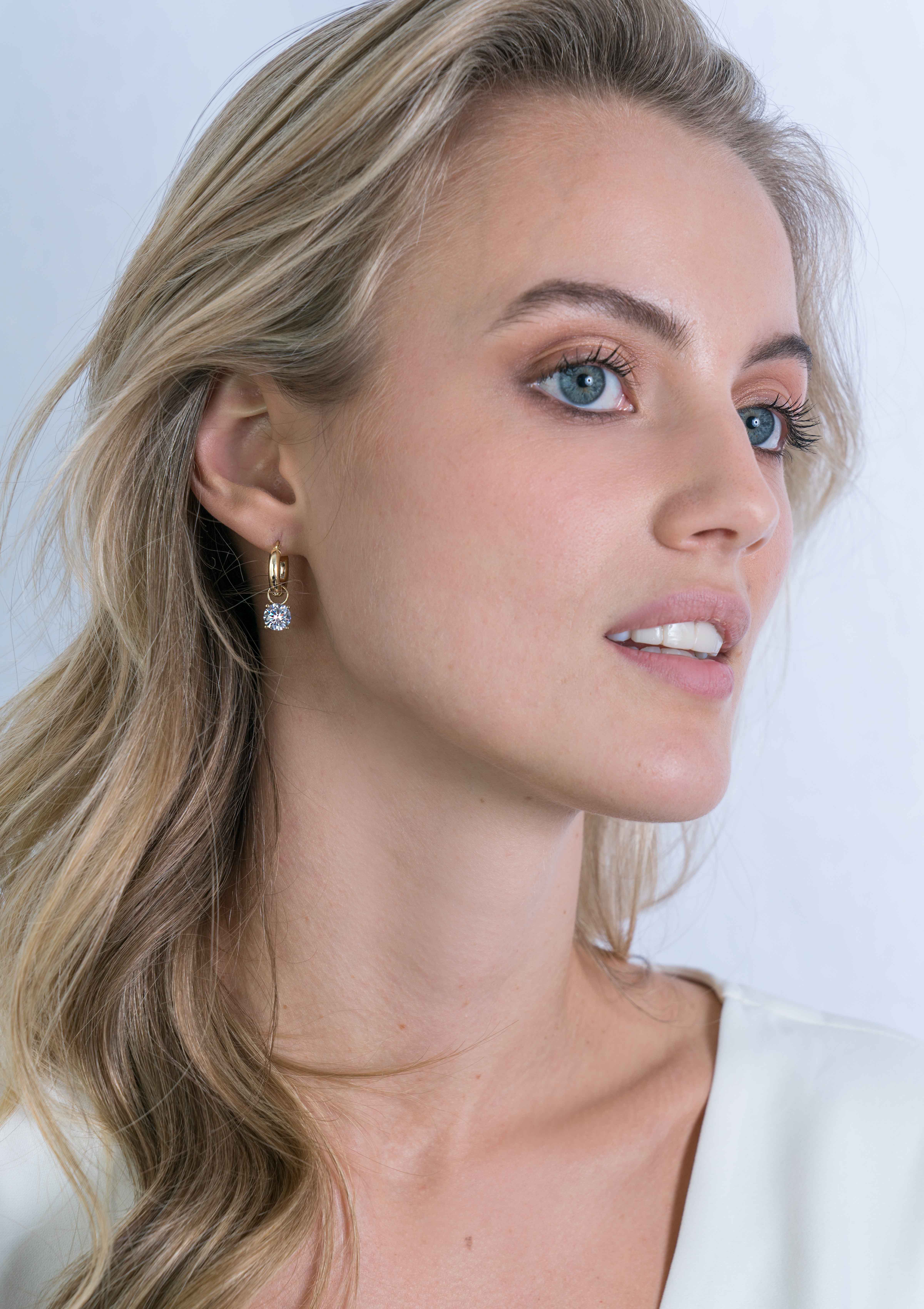 ZINZI 14K Gold Earrings Pendants Round White ZGCH143 (excl. hoop earrings)