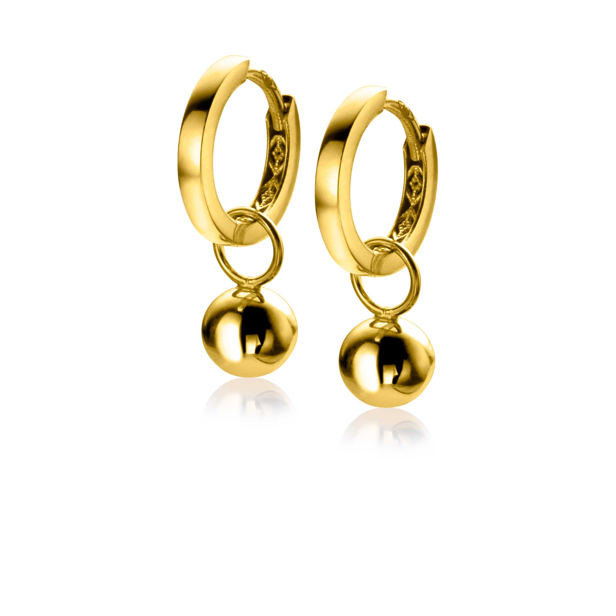 ZINZI 14K Gold Earrings Pendants Beads 6mm ZGCH392 (excl. hoop earrings)