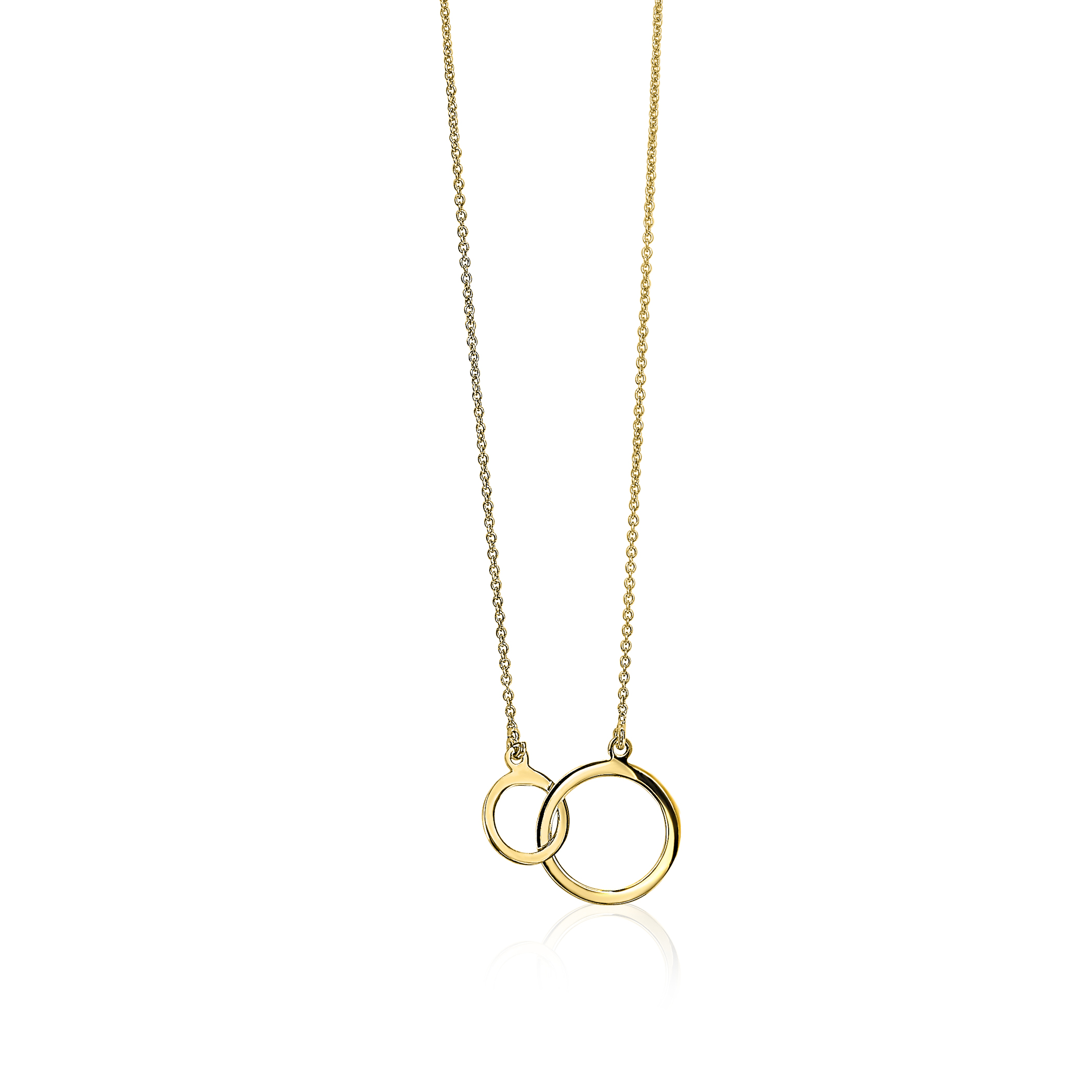 ZINZI 14K Gold Necklace with 2 Connected Open Circles 42cm ZGC113