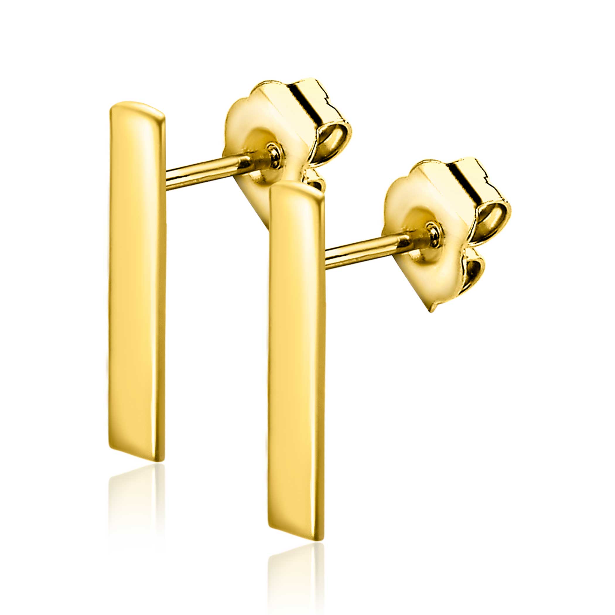 10mm ZINZI 14K Gold Bar Stud Earrings ZGO317