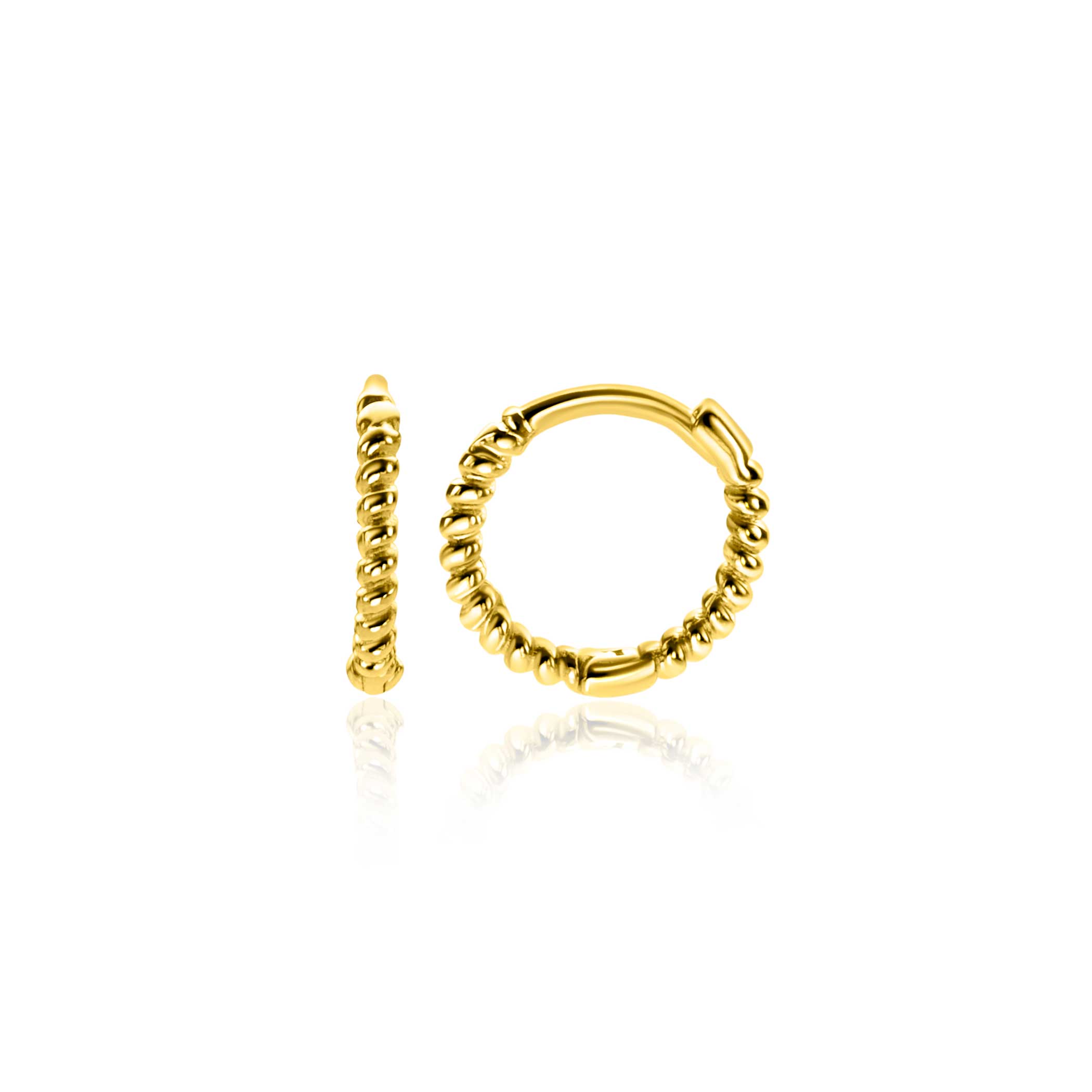 10mm ZINZI 14K Gold Hoop Earrings Twist 1,3mm width ZGO468