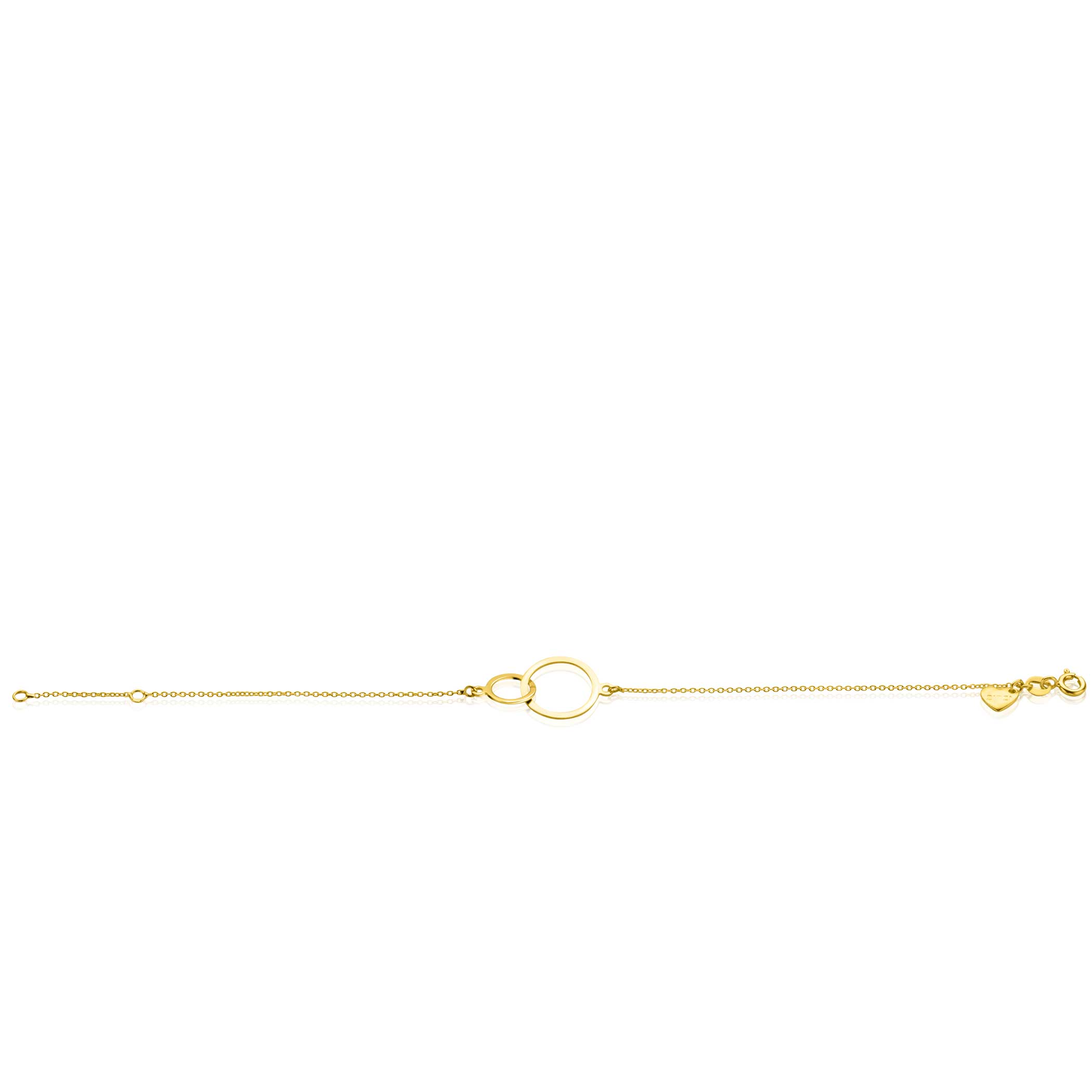 ZINZI 14K Gold Bracelet with 2 Connected Open Circles 18-20cm ZGA113