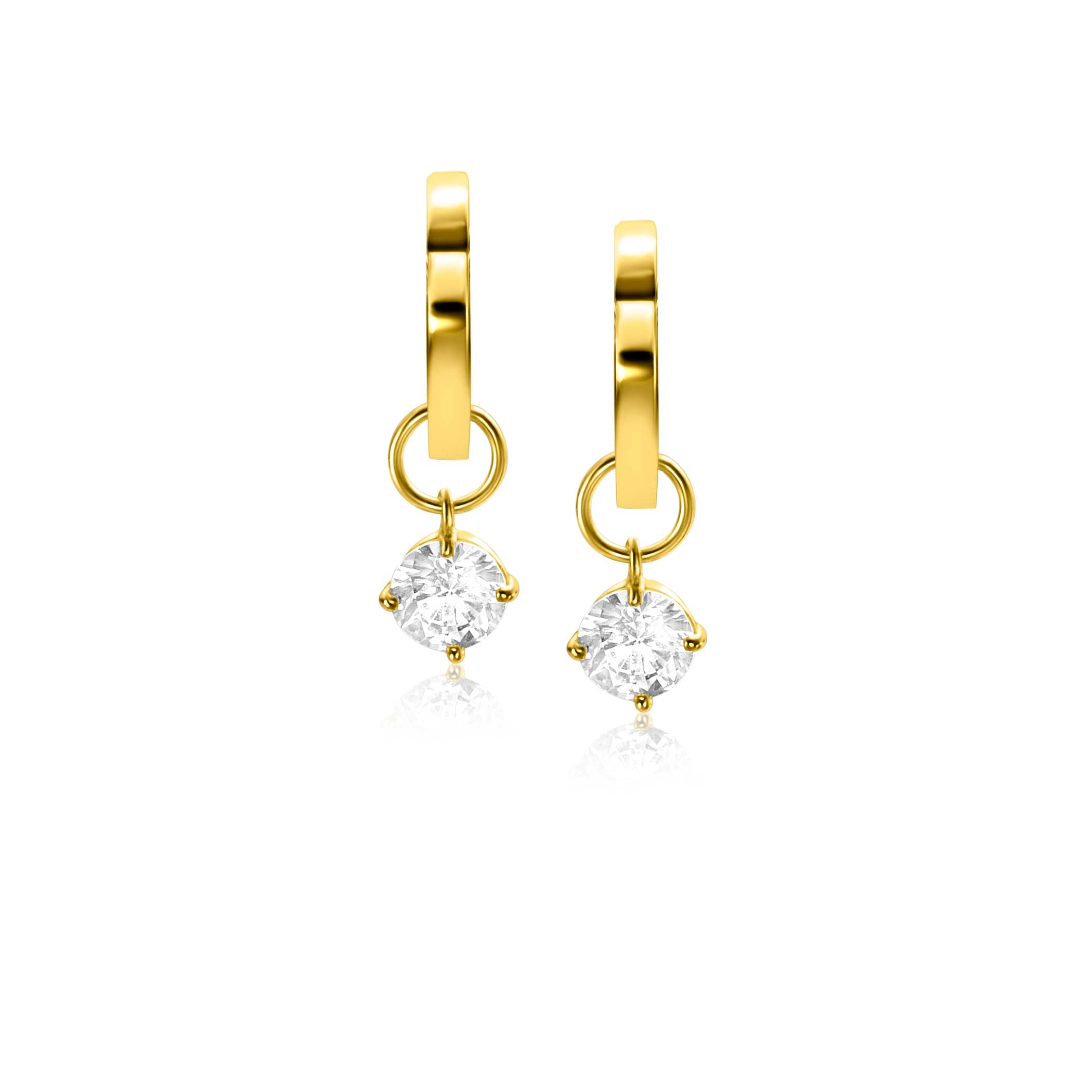 ZINZI 14K Gold Earrings Pendants Prong Setting White Zirconia 6mm ZGCH423 (excl. hoop earrings)