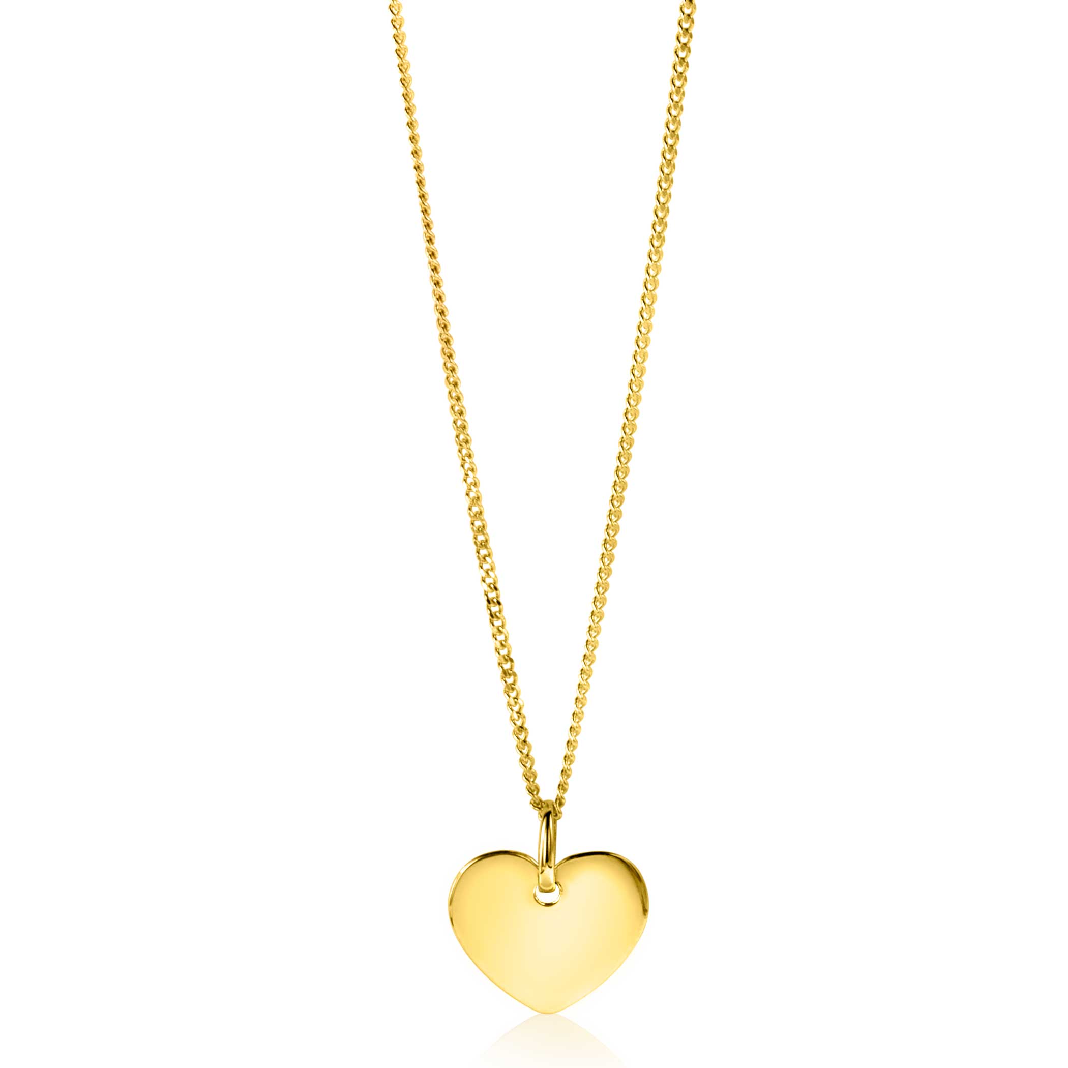 12mm ZINZI 14K Gold Pendant Trendy Shiny Heart ZGH396-12 (excl. necklace)
