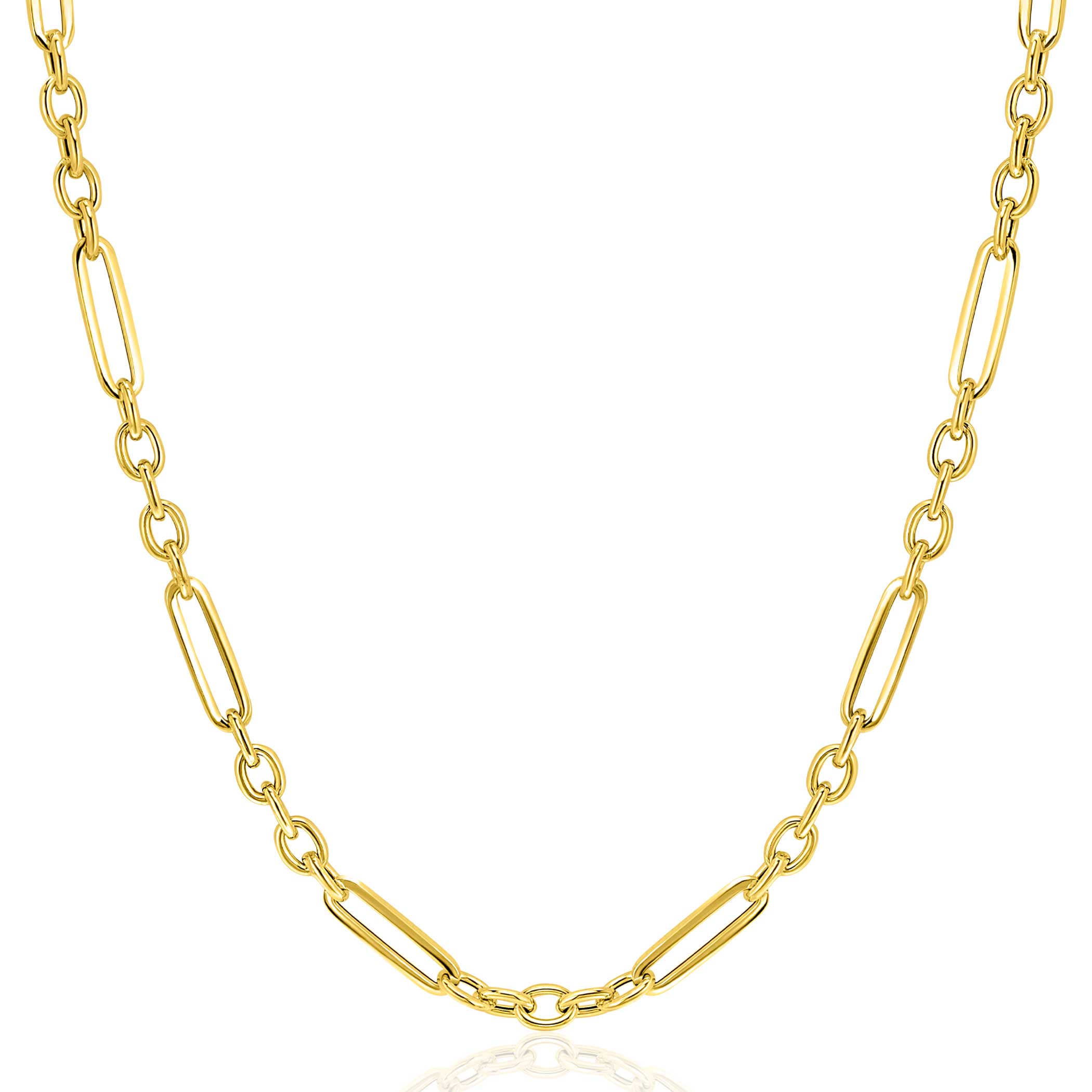 ZINZI 14K Gold Chain Necklace Paperclip and Rolo Chains 4mm width 45cm ZGC473