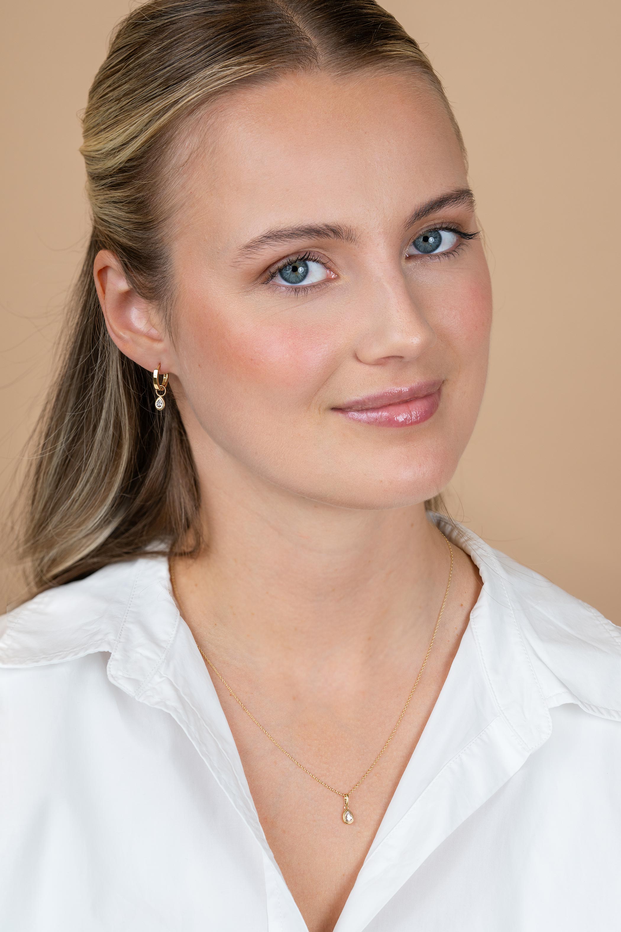 ZINZI GOLD hanger peervorm met zirconia