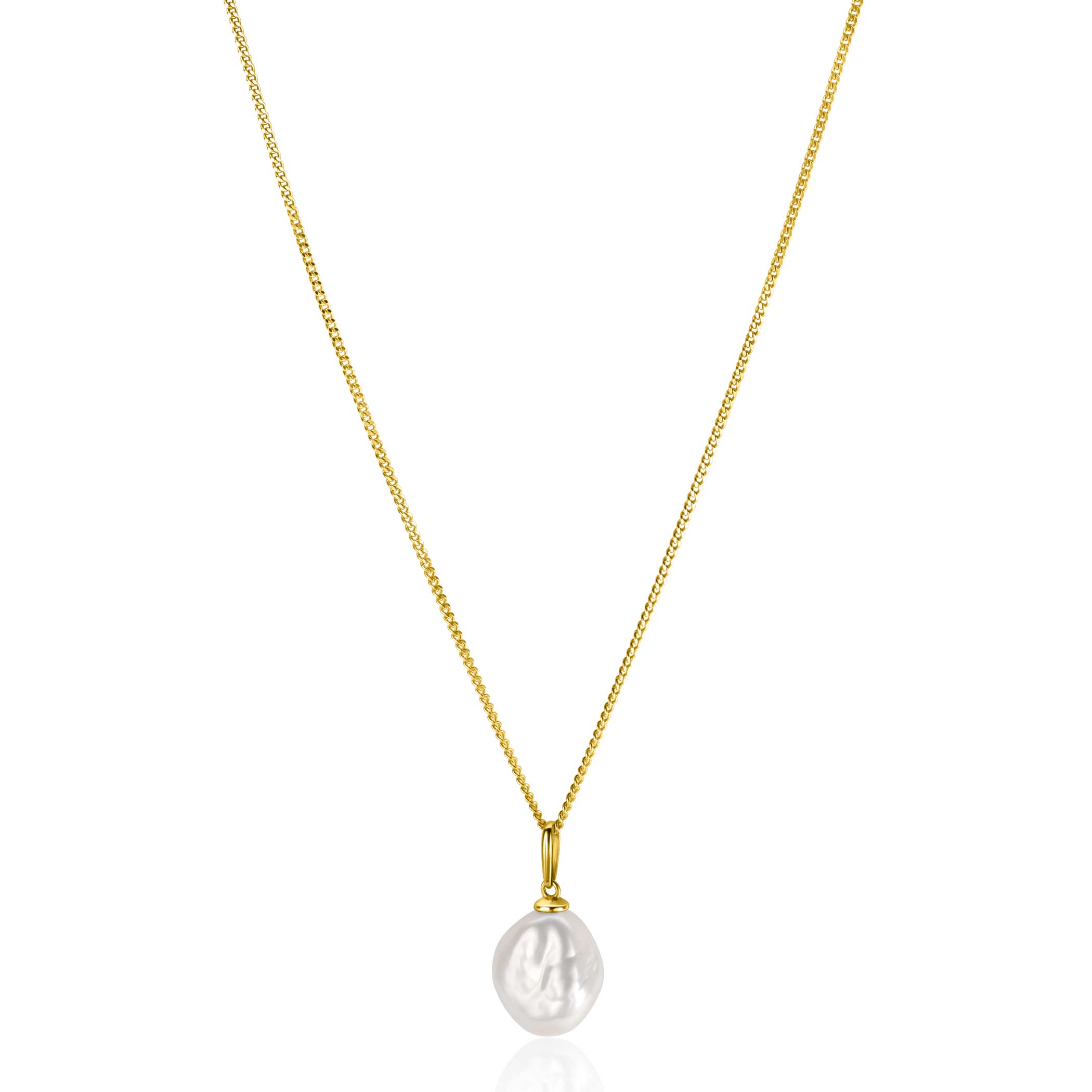 ZINZI 14K Gold Pendant White Pearl 10mm ZGH405 (excl. necklace)