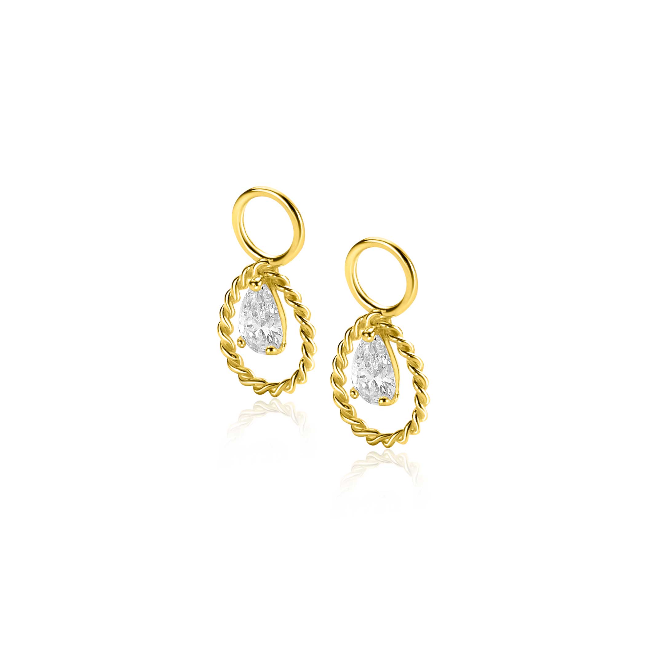 ZINZI 14K Gold Earrings Pendants Drop White Zirconia ZGCH478 (excl. hoop earrings)