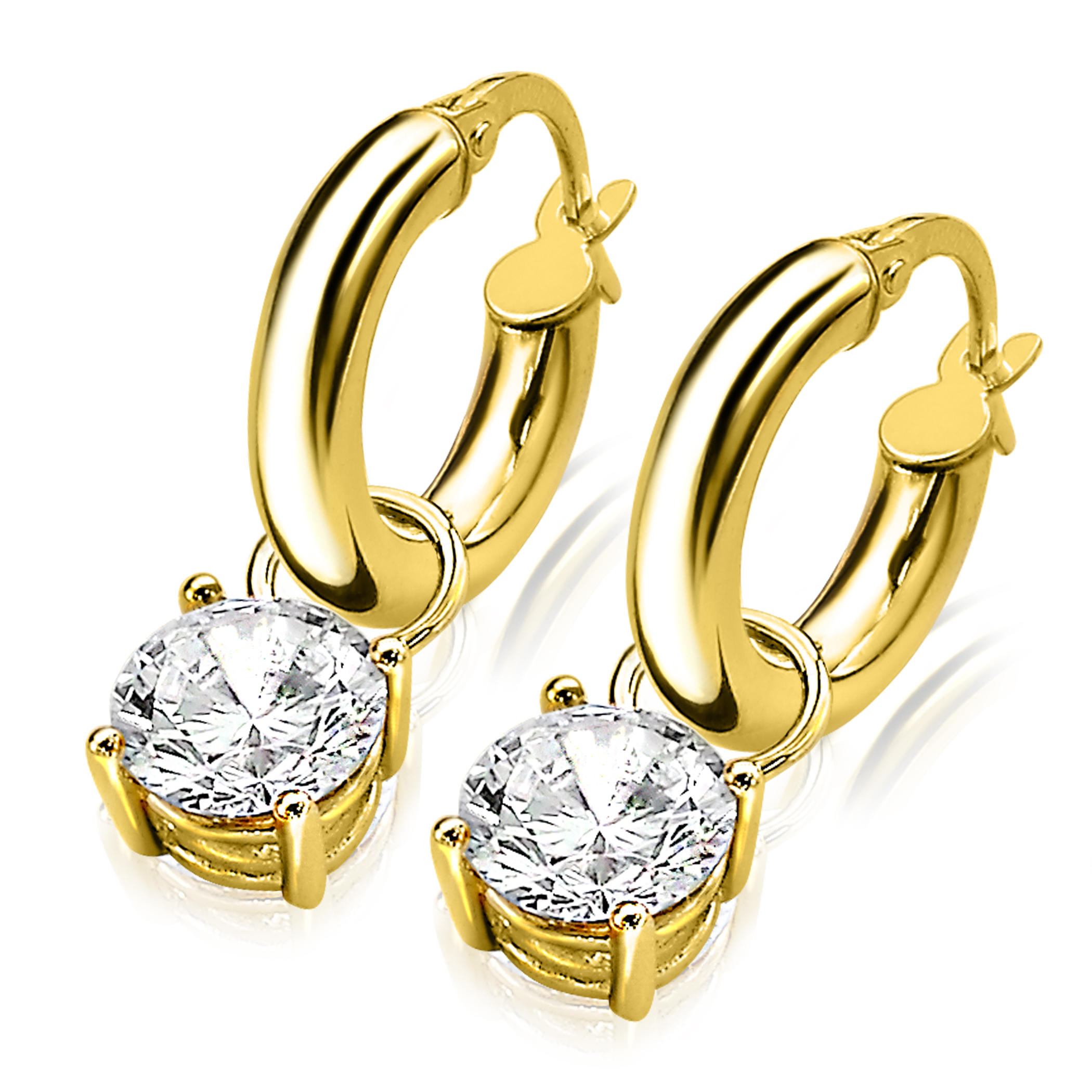 ZINZI 14K Gold Earrings Pendants Round White ZGCH143 (excl. hoop earrings)