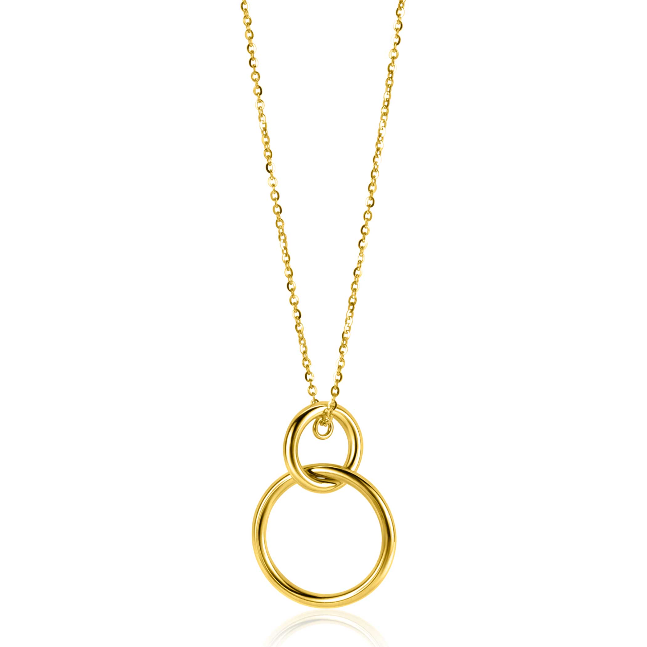 ZINZI 14K Gold Anchor Necklace 2 Intertwined Open Circles 42-45cm ZGC446