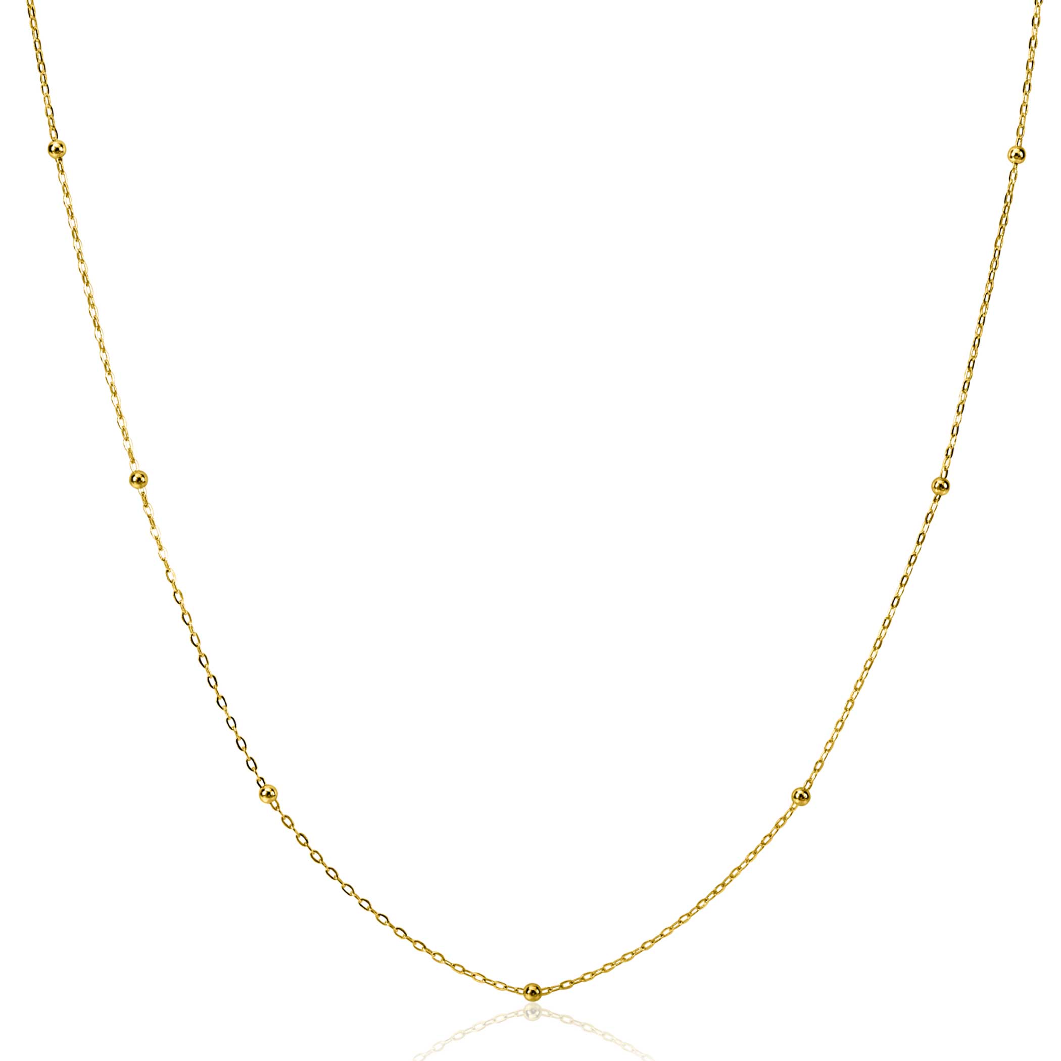 ZINZI Gold 14 carat gold link necklace with beads, 1.5mm wide, length 42-45cm ZGC502
