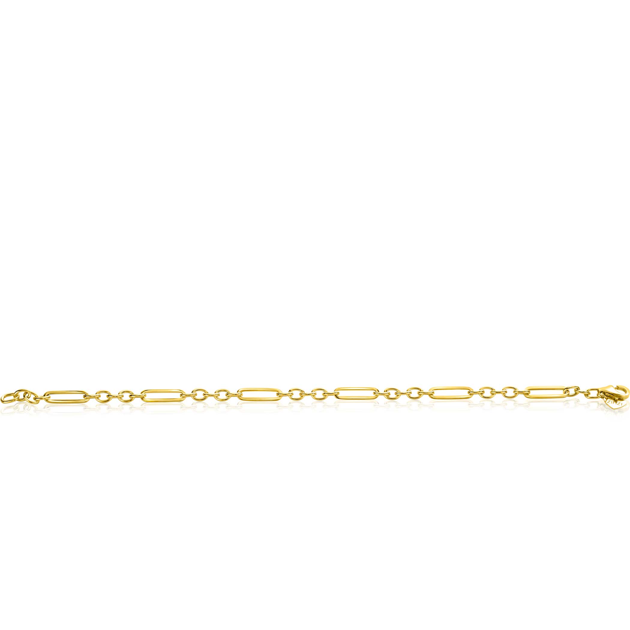 ZINZI 14K Gold Bracelet Paperclip and Oval Chains 4mm width 19cm ZGA473