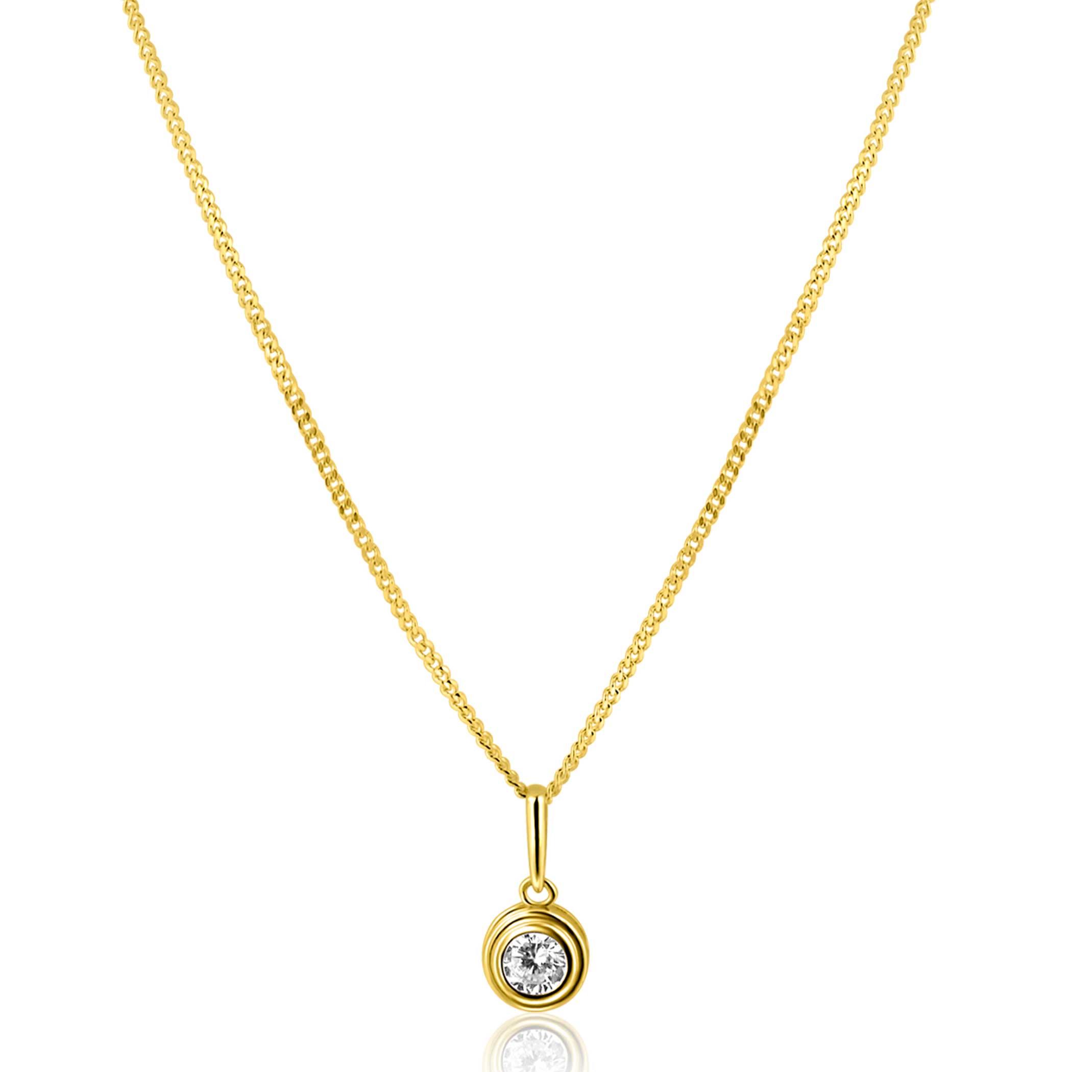 ZINZI GOLD hanger zirc. rond in bewerkt rond kastje