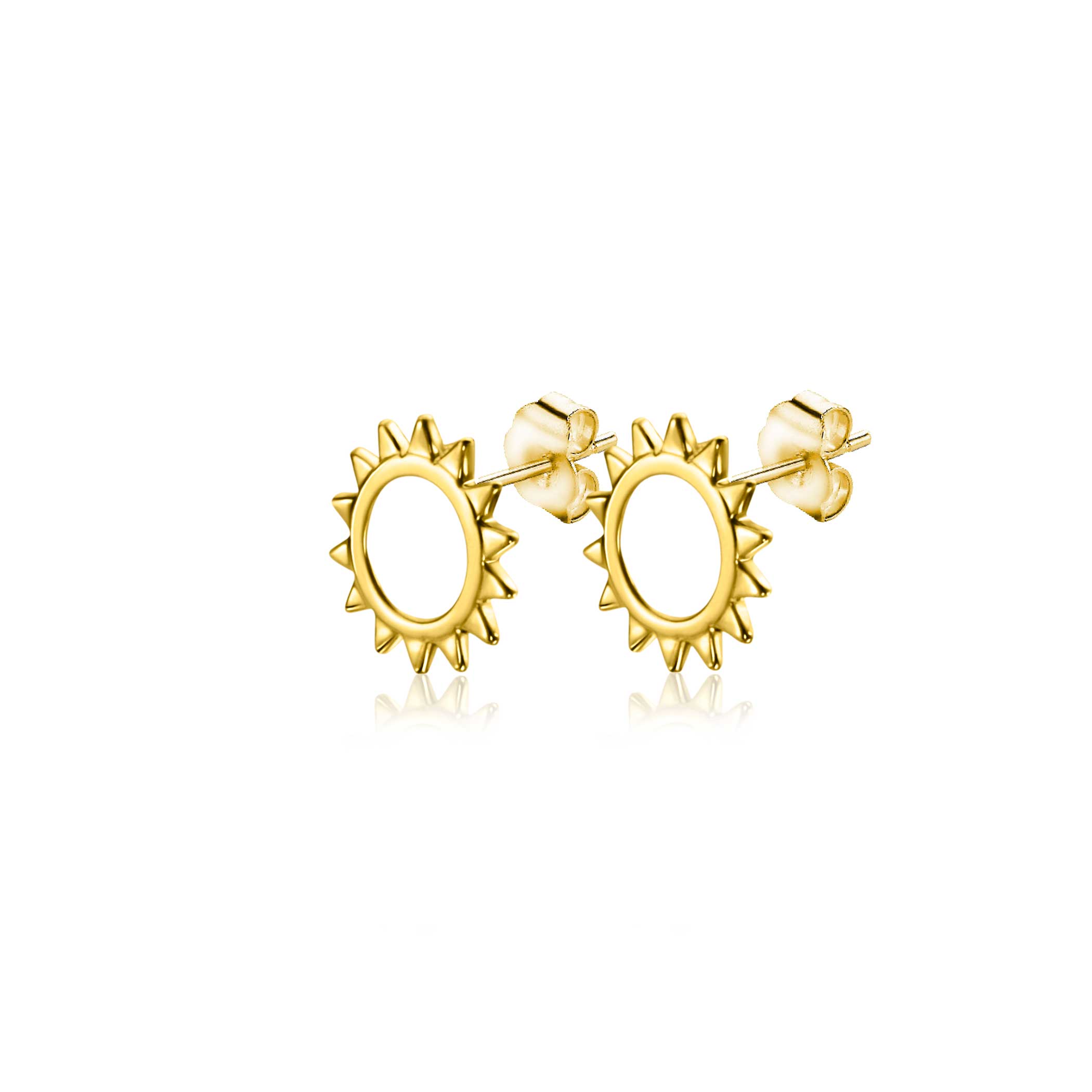 8mm ZINZI 14K Gold Stud Earrings Sun ZGO401