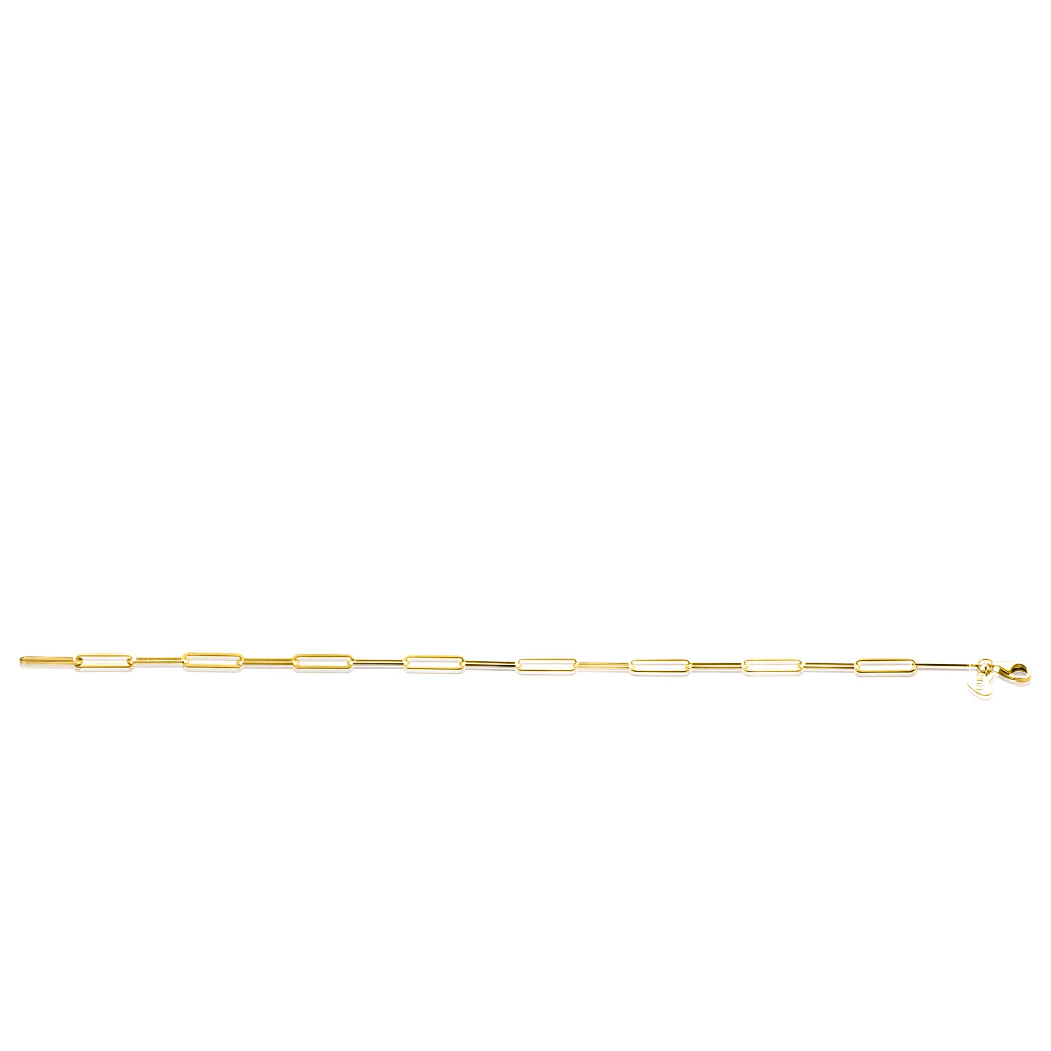 ZINZI 14K Gold Bracelet Trendy Paperclip Chains 3mm width 19cm ZGA386