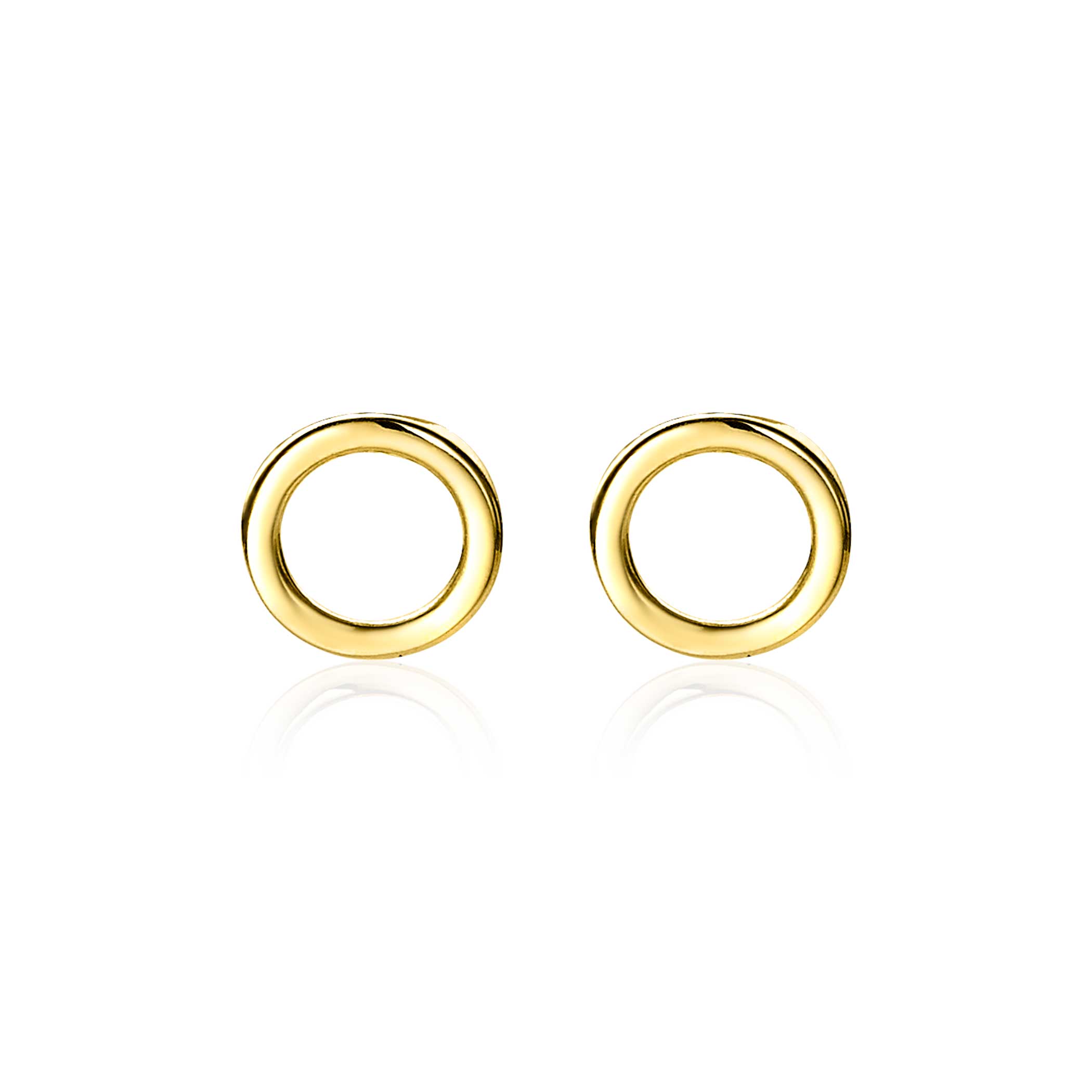 ZINZI 14K Gold Stud Earrings Open Circle 6mm ZGO163