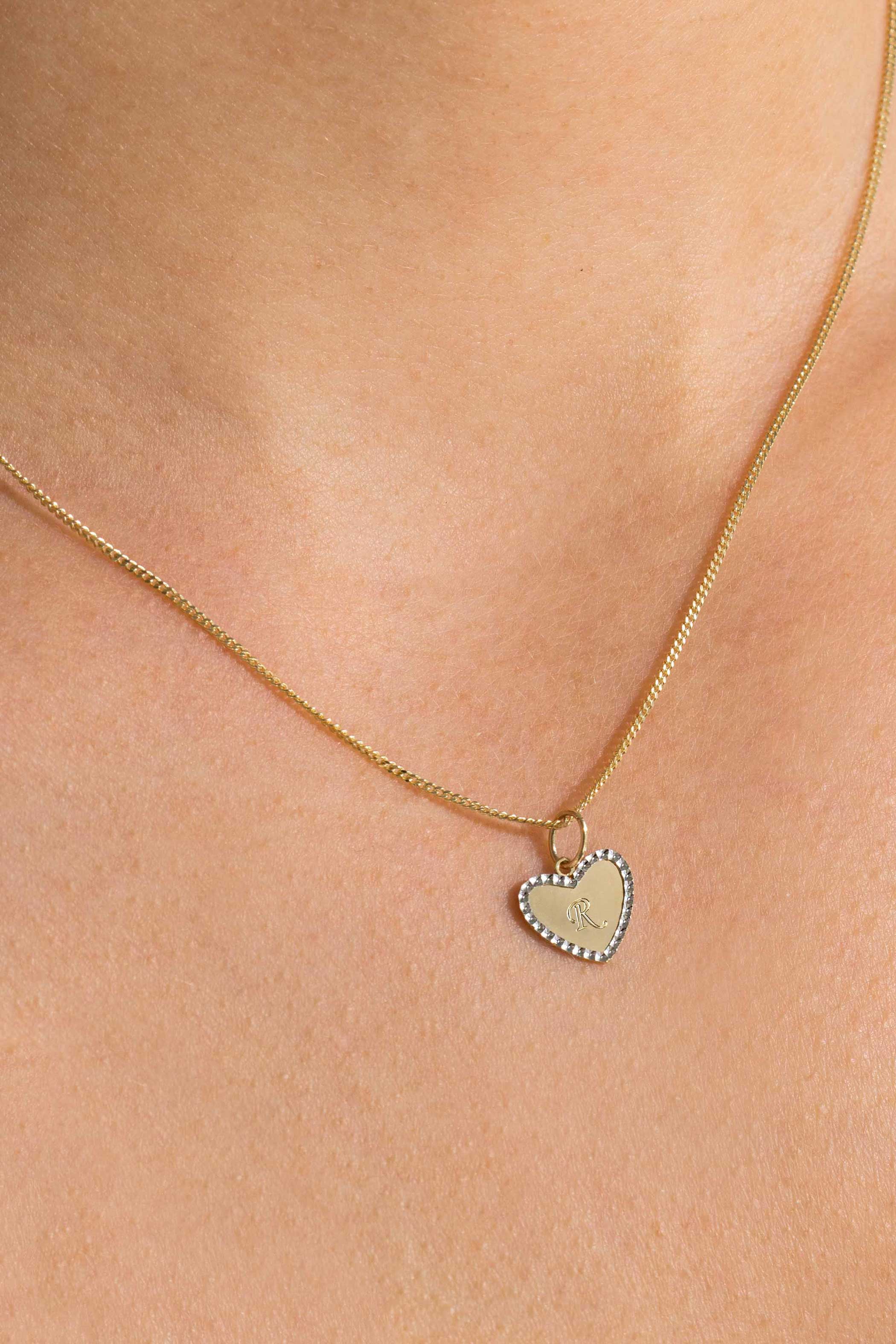 10mm ZINZI 14K Gold Pendant Shiny Heart with White Gold Pearls ZGH364-10 (excl. necklace)