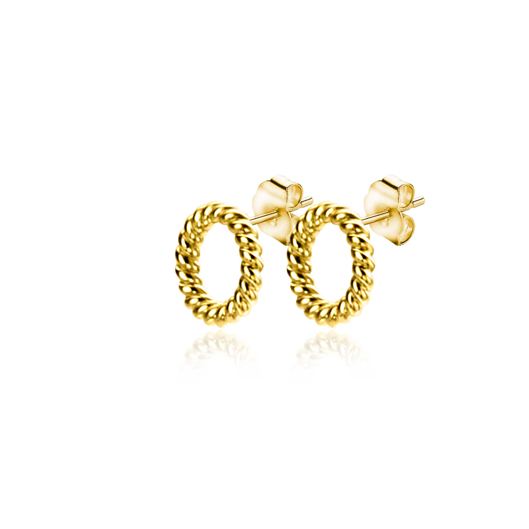 5mm ZINZI 14K Gold Stud Earrings Open Circle Twist ZGO400