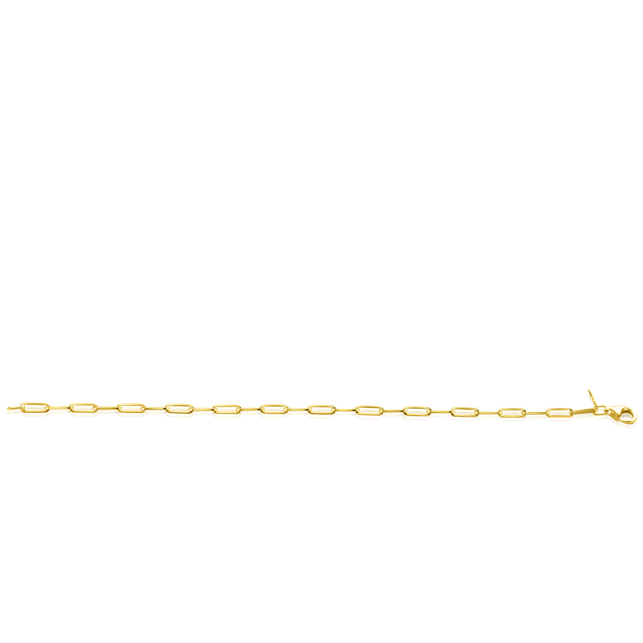 ZINZI 14K Gold Bracelet Trendy Paperclip Chains 3mm width 19cm ZGA346