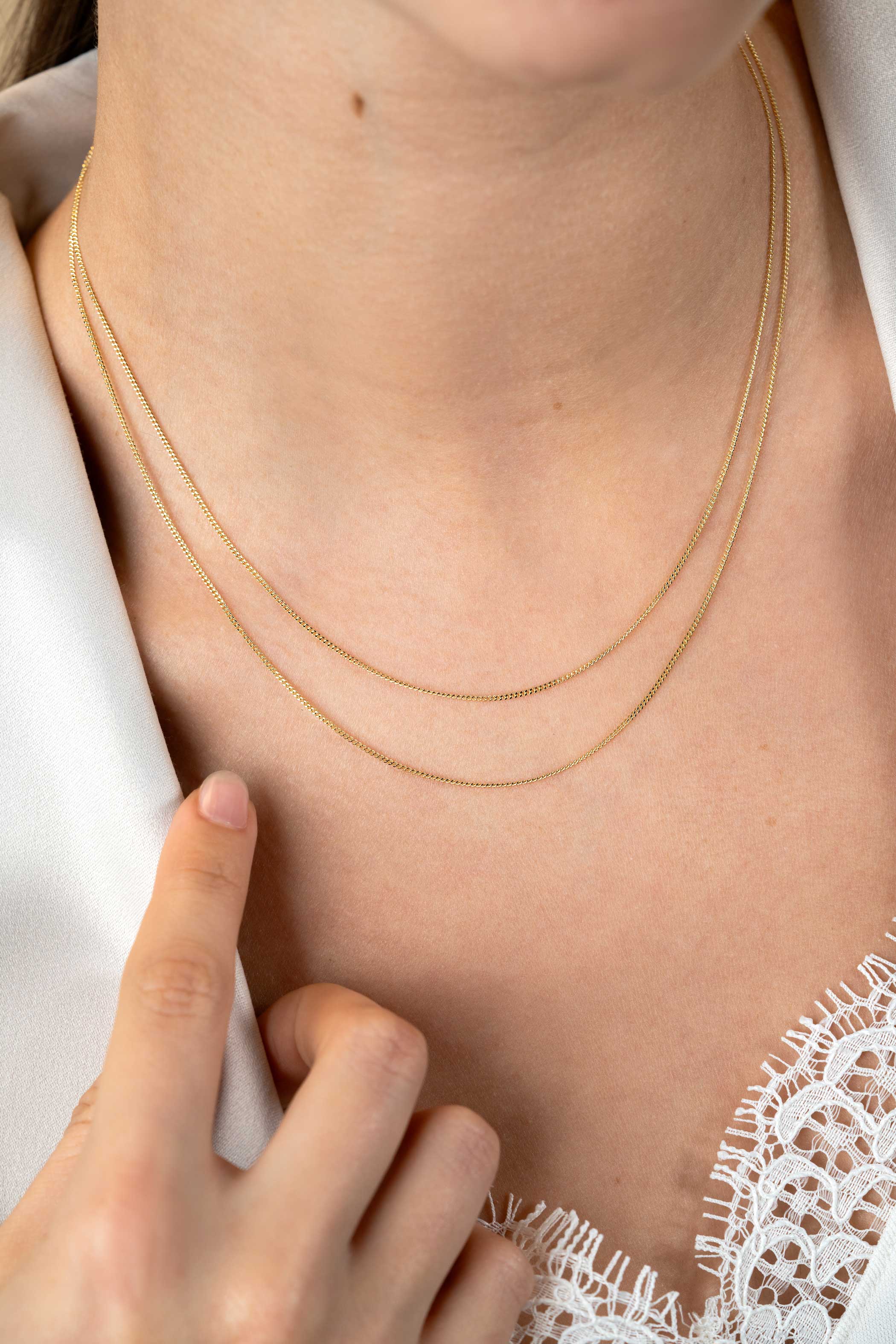 42cm ZINZI 14K Gold Curb Chain Necklace 0,8mm width ZGLG42-08