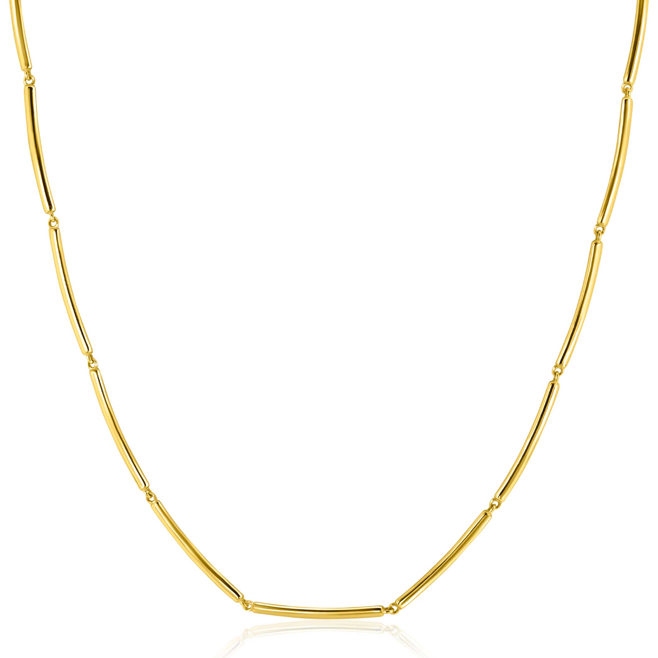 ZINZI 14K Gold Necklace Rectangular Bars Square Tube 1,6mm width 40-43cm ZGC461