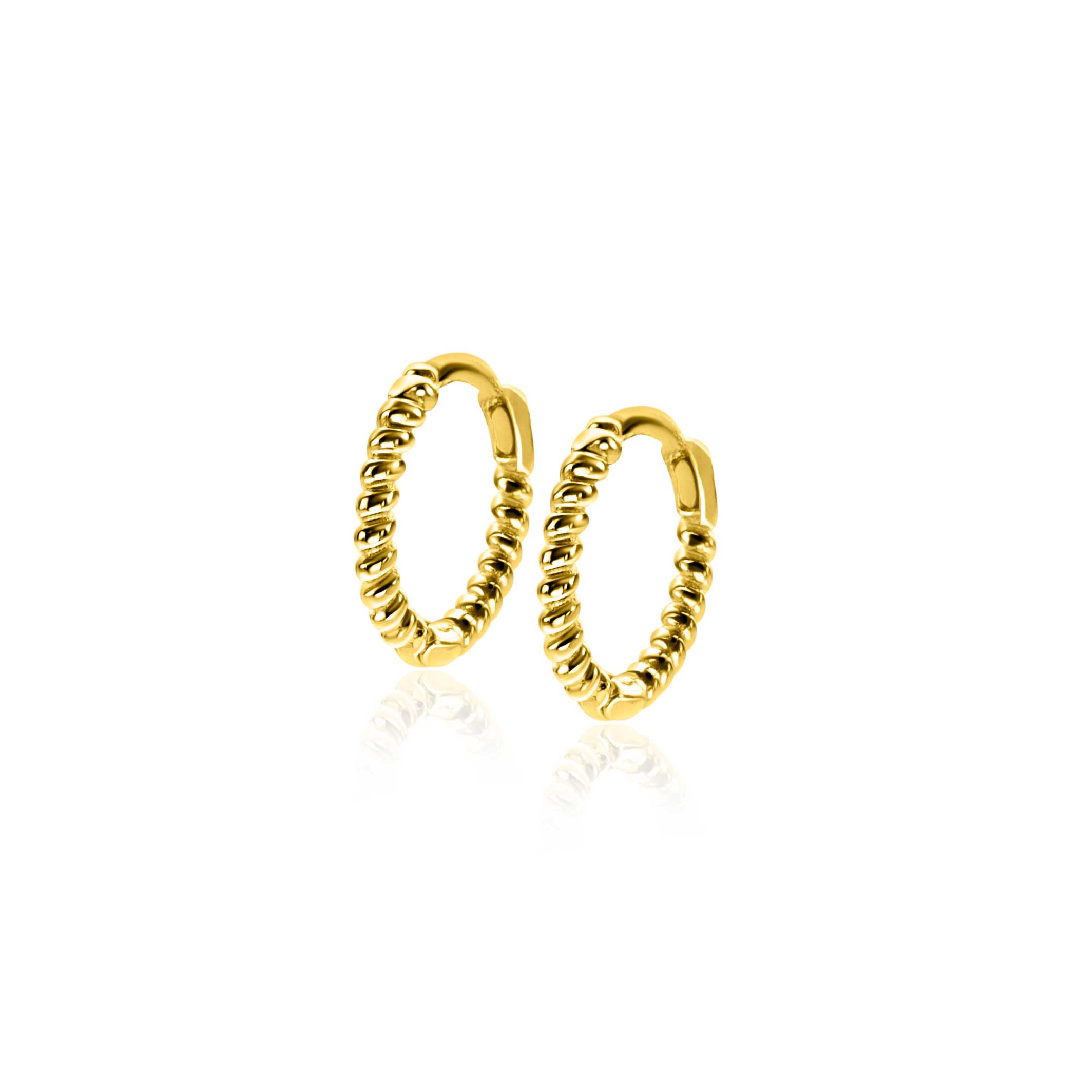 10mm ZINZI 14K Gold Hoop Earrings Twist 1,3mm width ZGO468