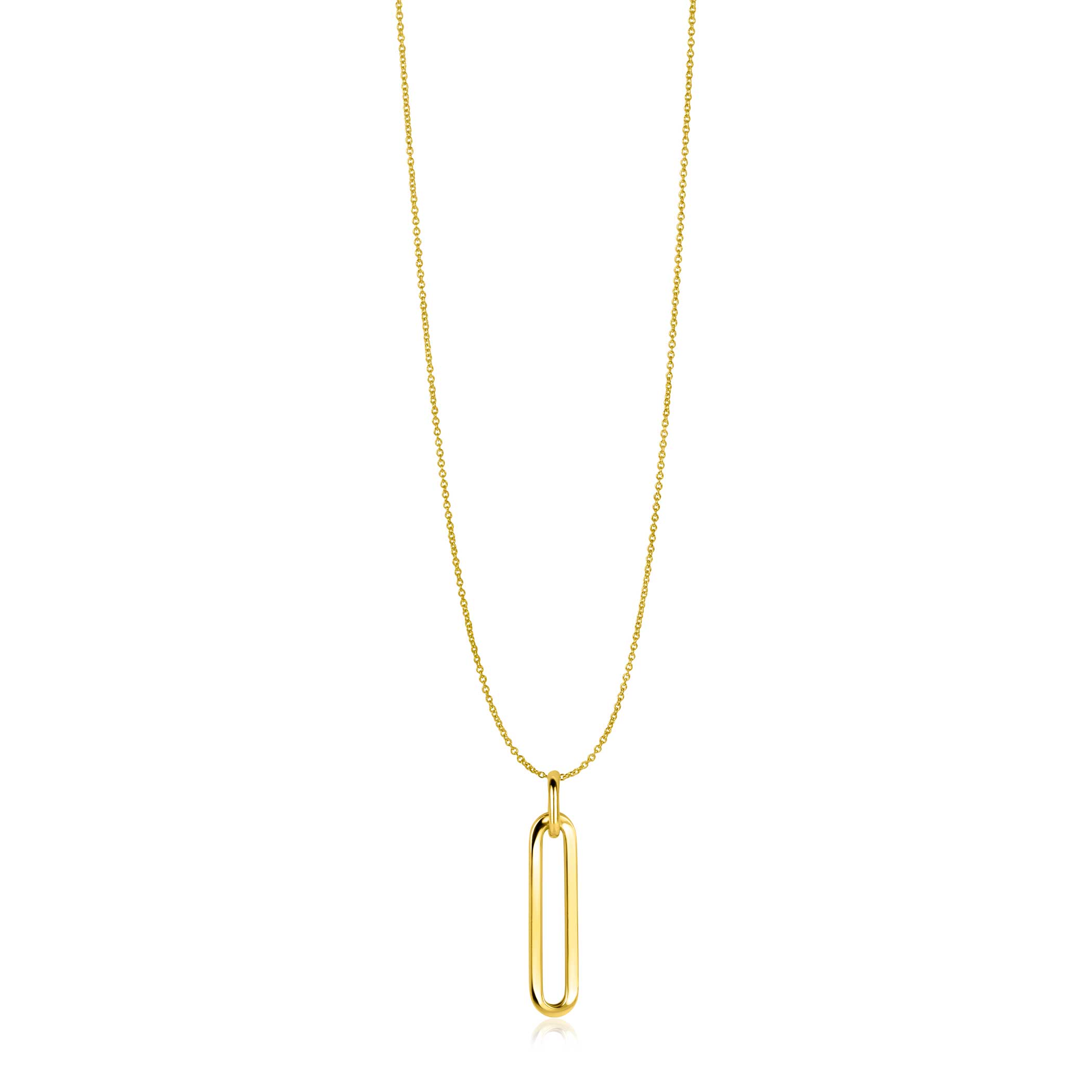 ZINZI 14K Gold Pendant 26mm Trendy Paperclip Chain ZGH358 (excl. necklace)