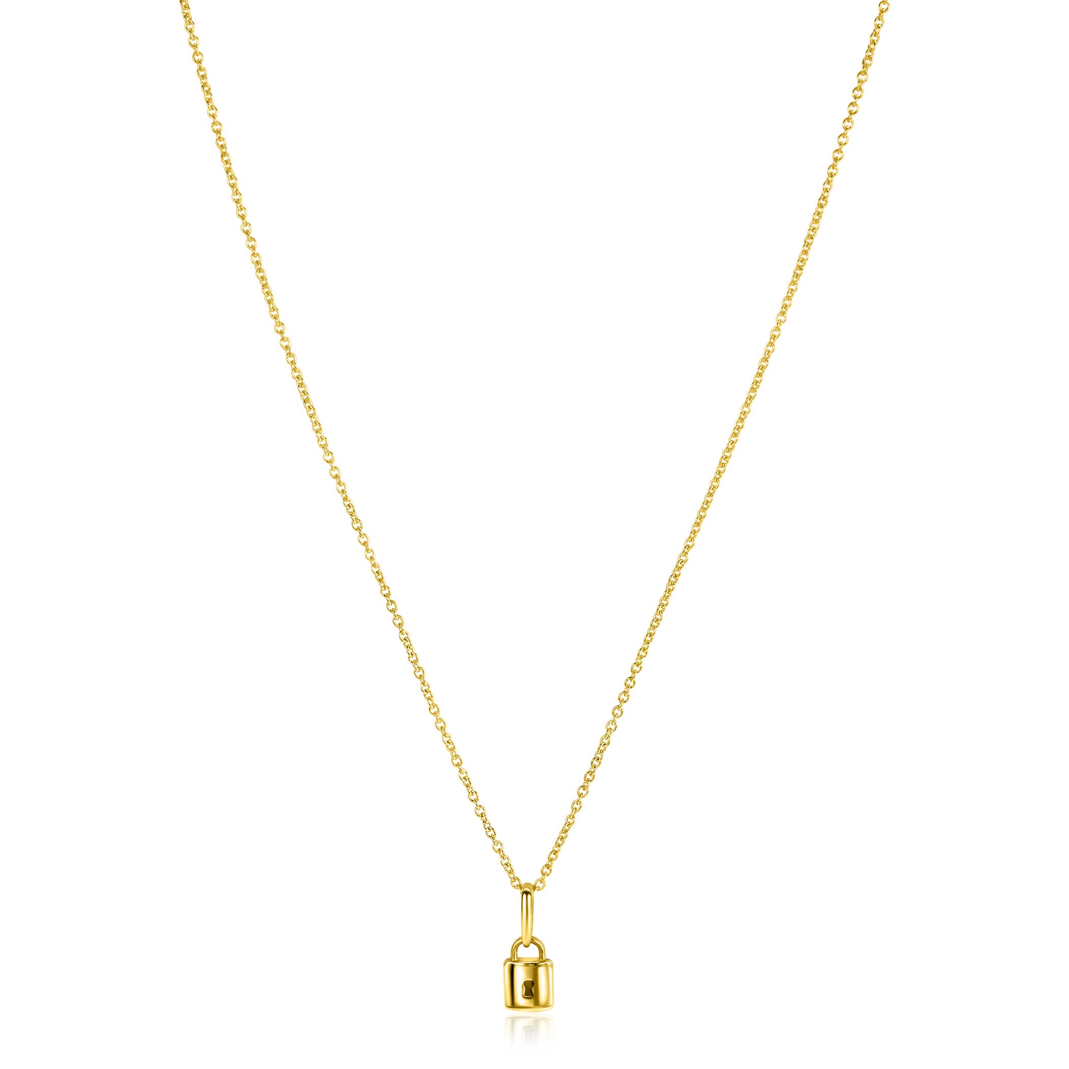 ZINZI 14K Gold Pendant Trendy Lock 5mm ZGH419 (excl. necklace)
