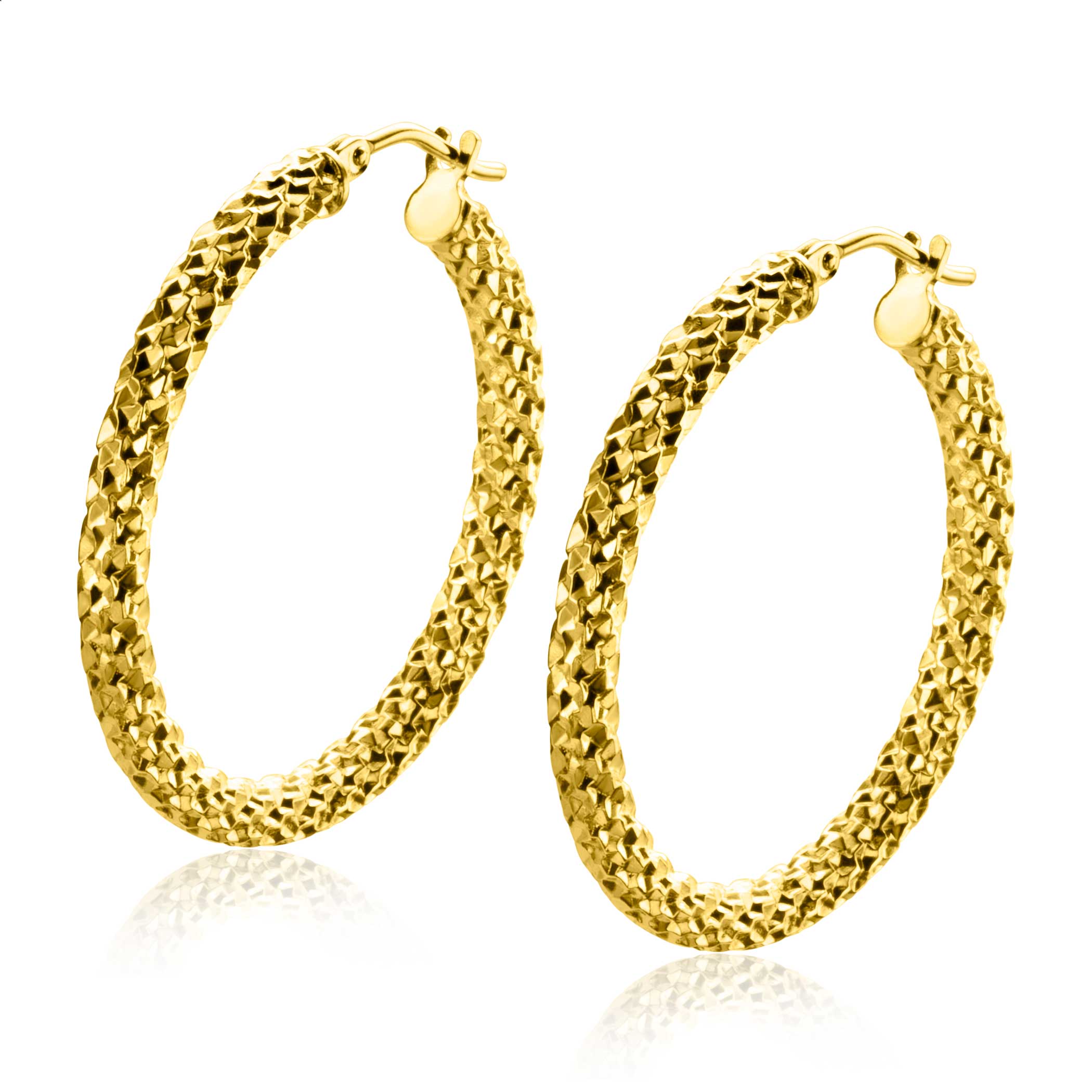 30mm ZINZI 14K Gold Hoop Earrings 3mm width ZGO329