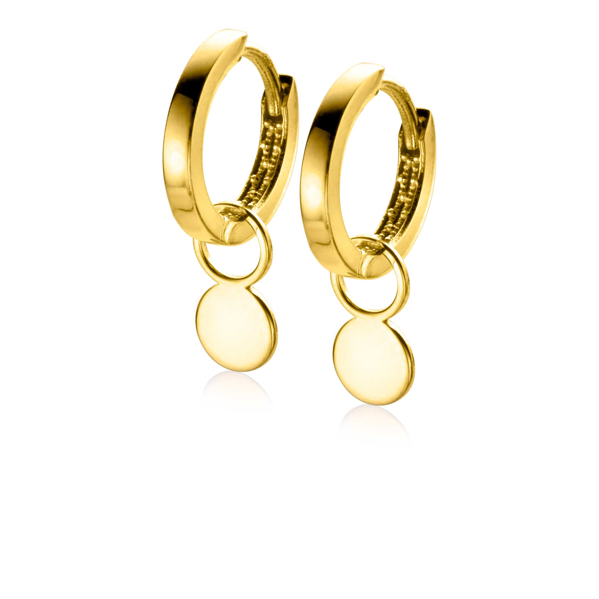 ZINZI 14K Gold Earrings Pendants Round 5,5mm ZGCH388 (excl. hoop earrings)