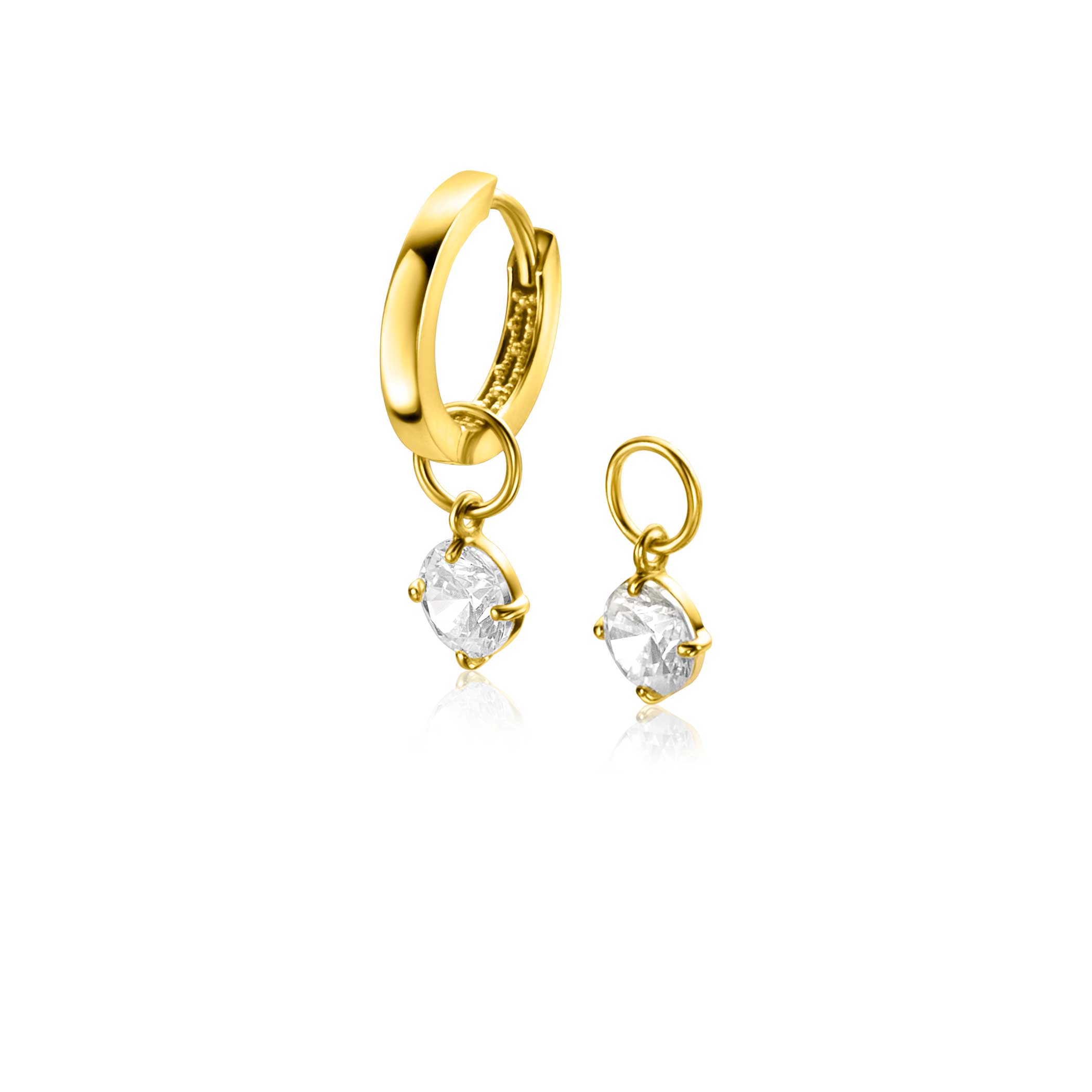 ZINZI 14K Gold Earrings Pendants Prong Setting White Zirconia 6mm ZGCH423 (excl. hoop earrings)