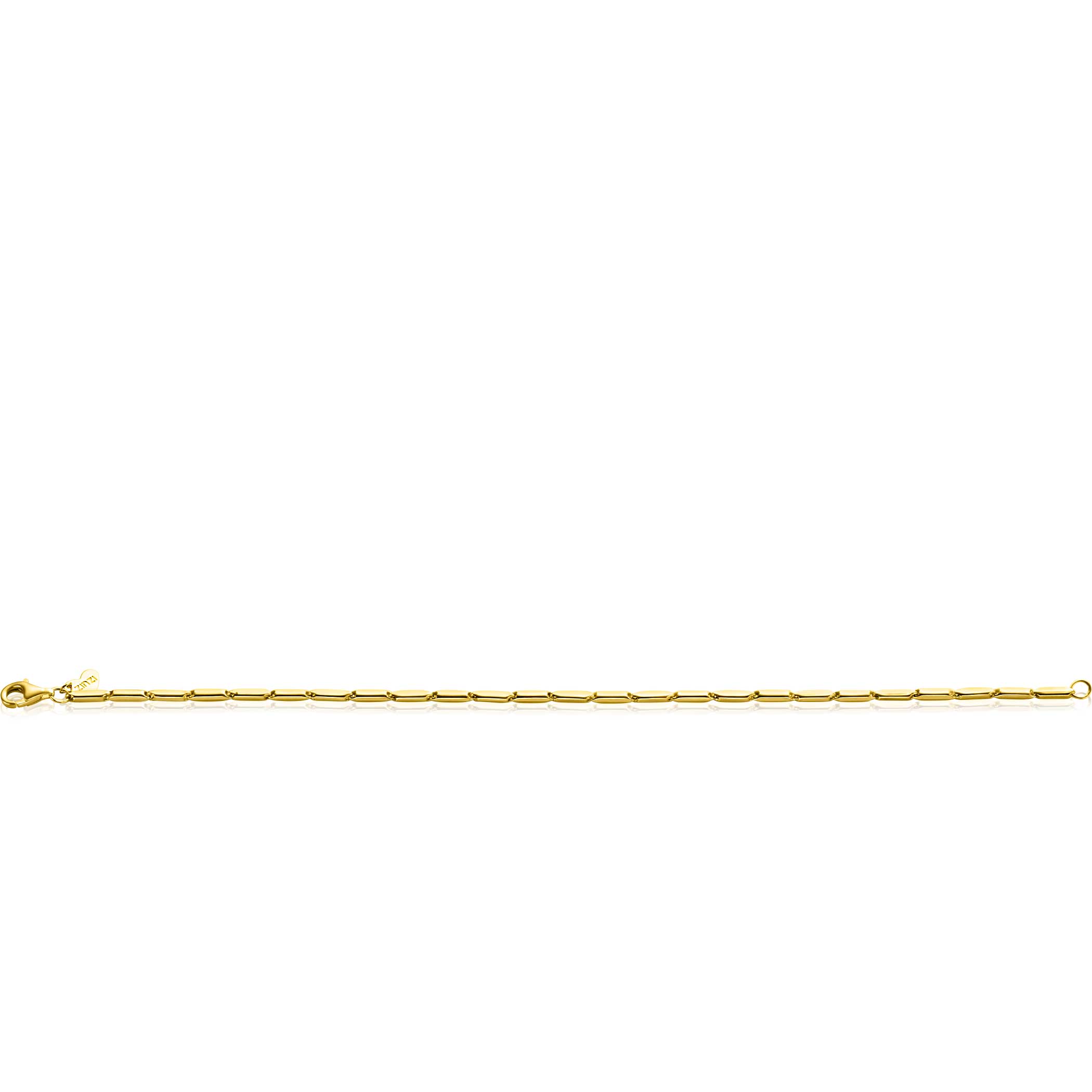 ZINZI 14K Gold Bracelet Rectangular Bars Square Tubes 2mm width 18cm ZGA452