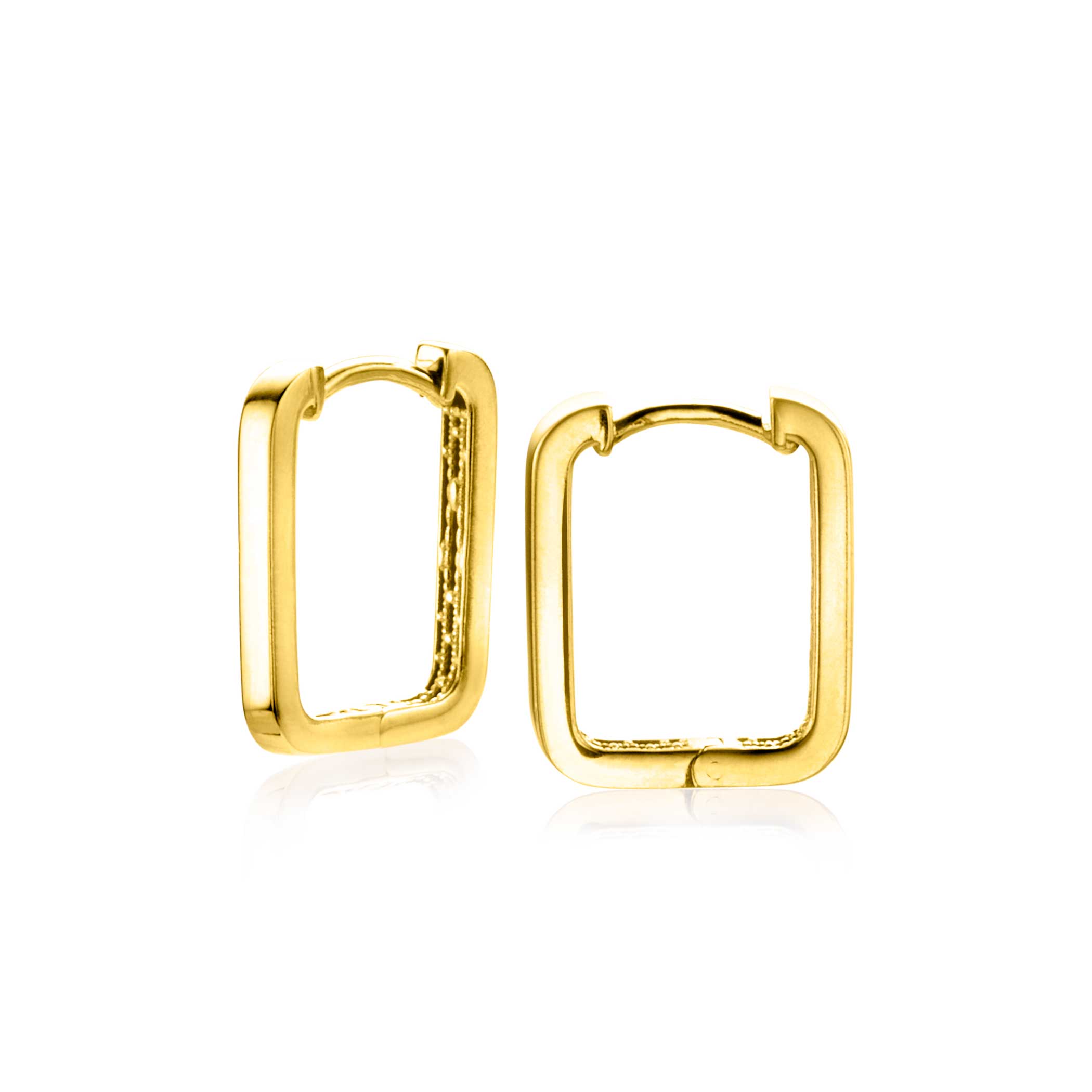 16mm ZINZI 14K Gold Rectangular Hoop Earrings Square Tube 16 x 2mm ZGO425