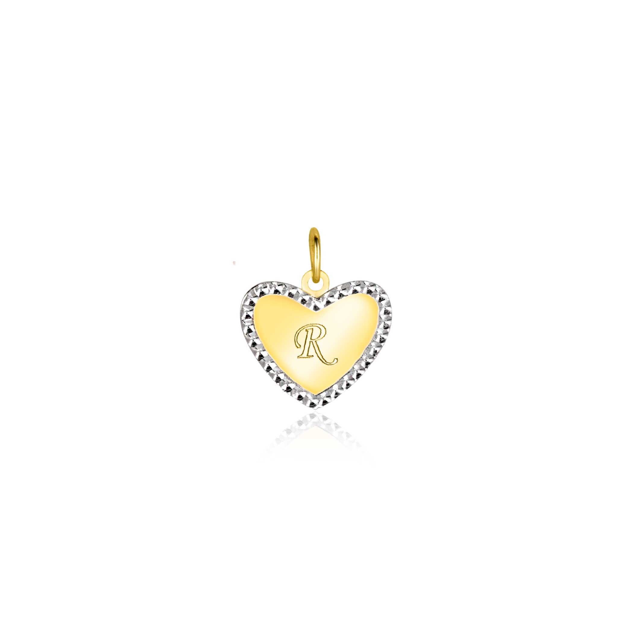 10mm ZINZI 14K Gold Pendant Shiny Heart with White Gold Pearls ZGH364-10 (excl. necklace)