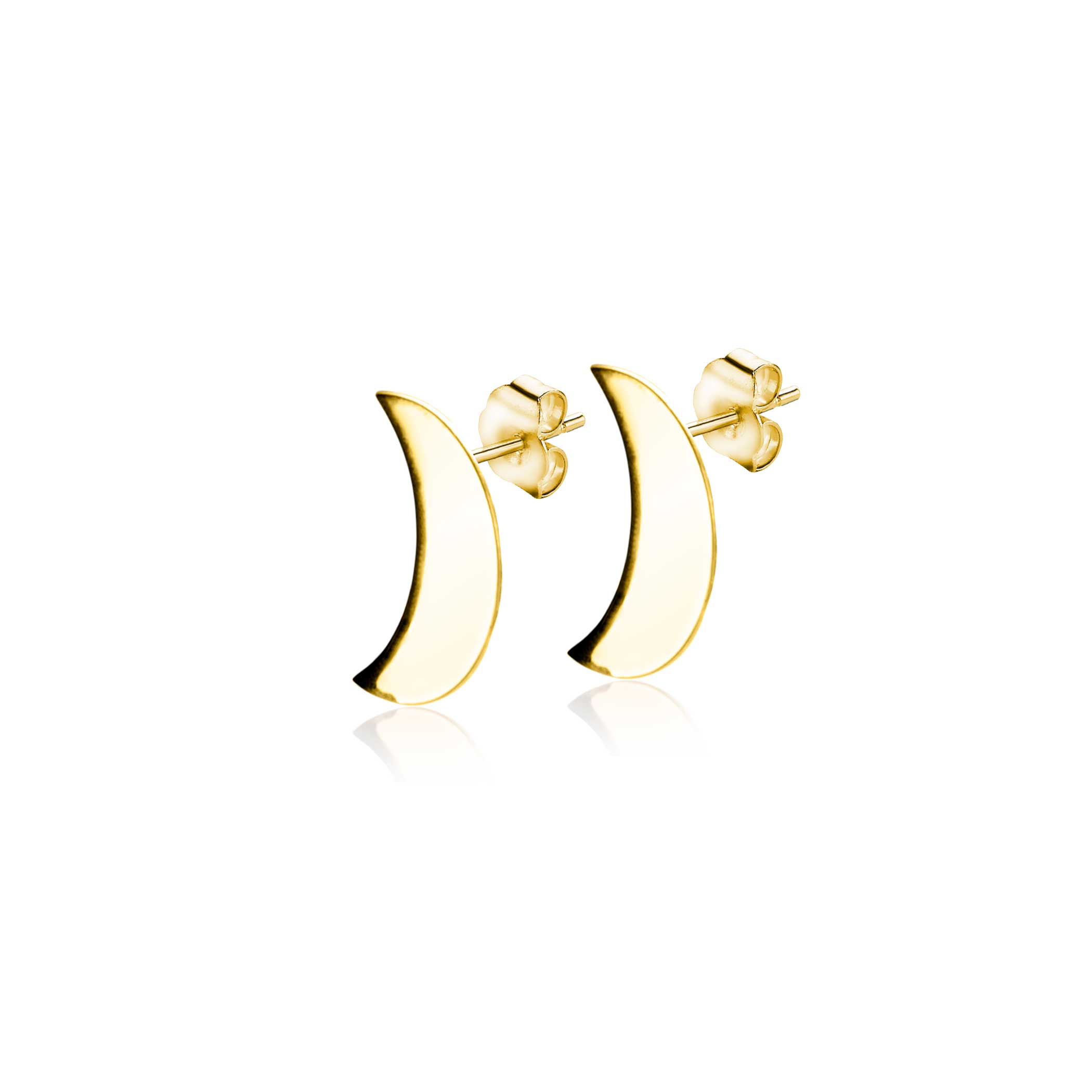 9mm ZINZI 14K Gold Stud Earrings Crescent Moon ZGO384