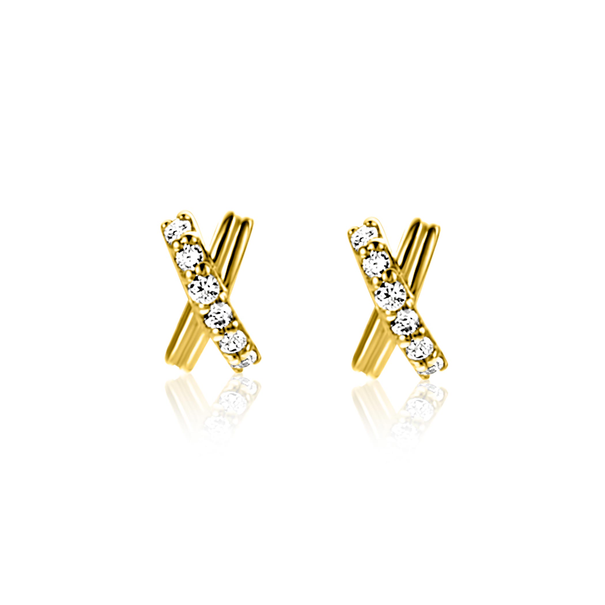 ZINZI GOLD oorknopjes X met zirconia's