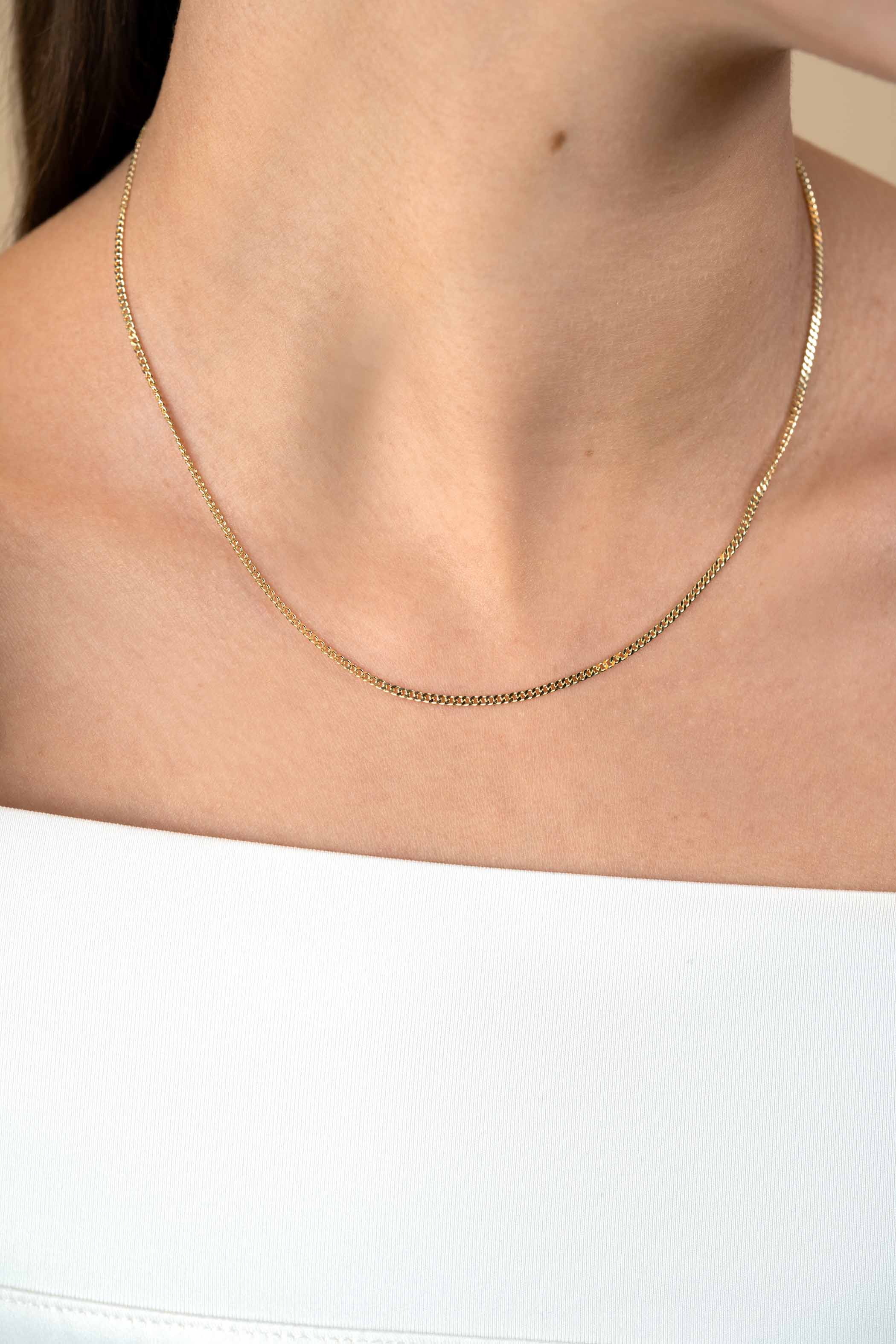 ZINZI 14K Gold Crub Chain Necklace 2,2mm width 43cm ZGC293