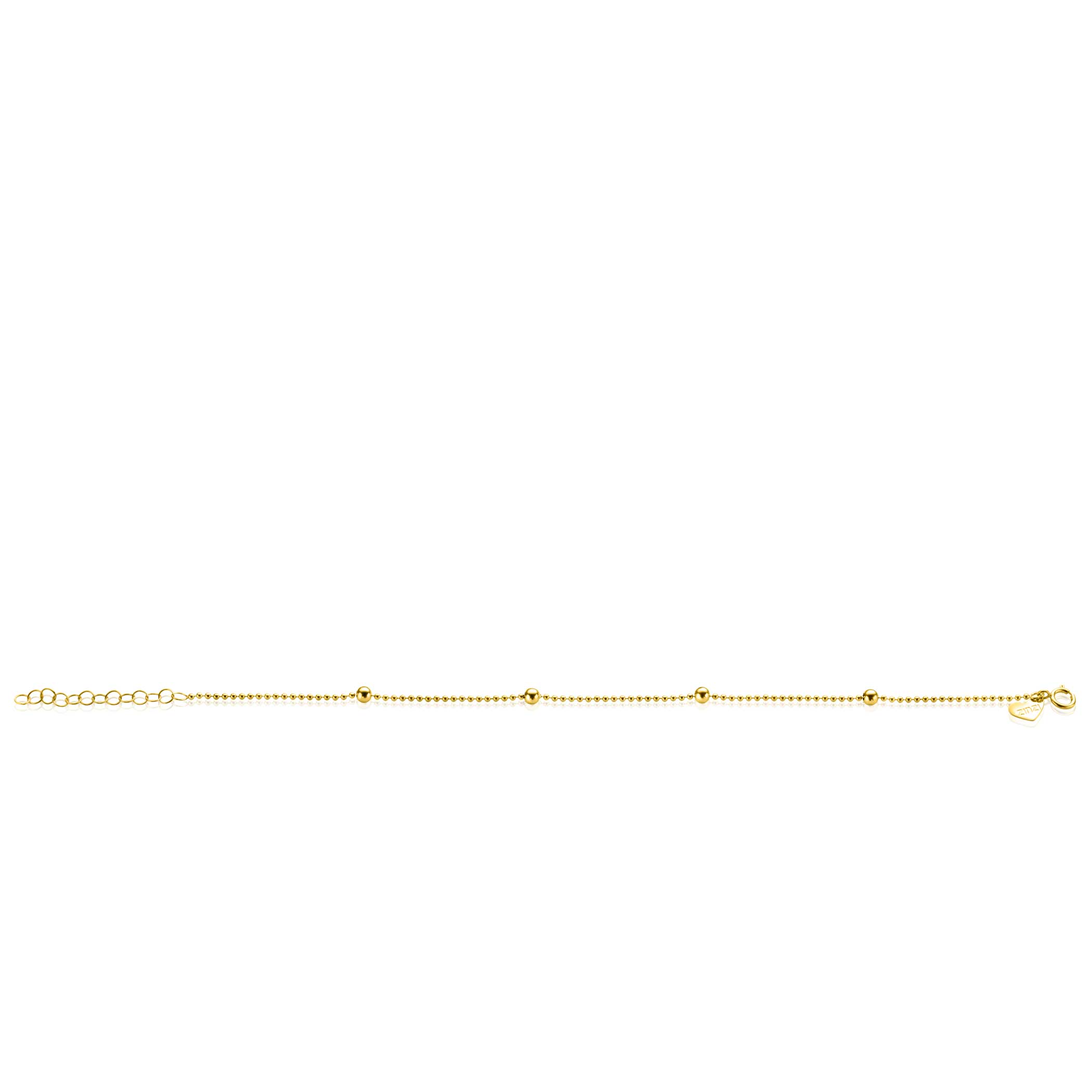 ZINZI 14K Gold Bead Bracelet 3mm width 16-19cm ZGA311
