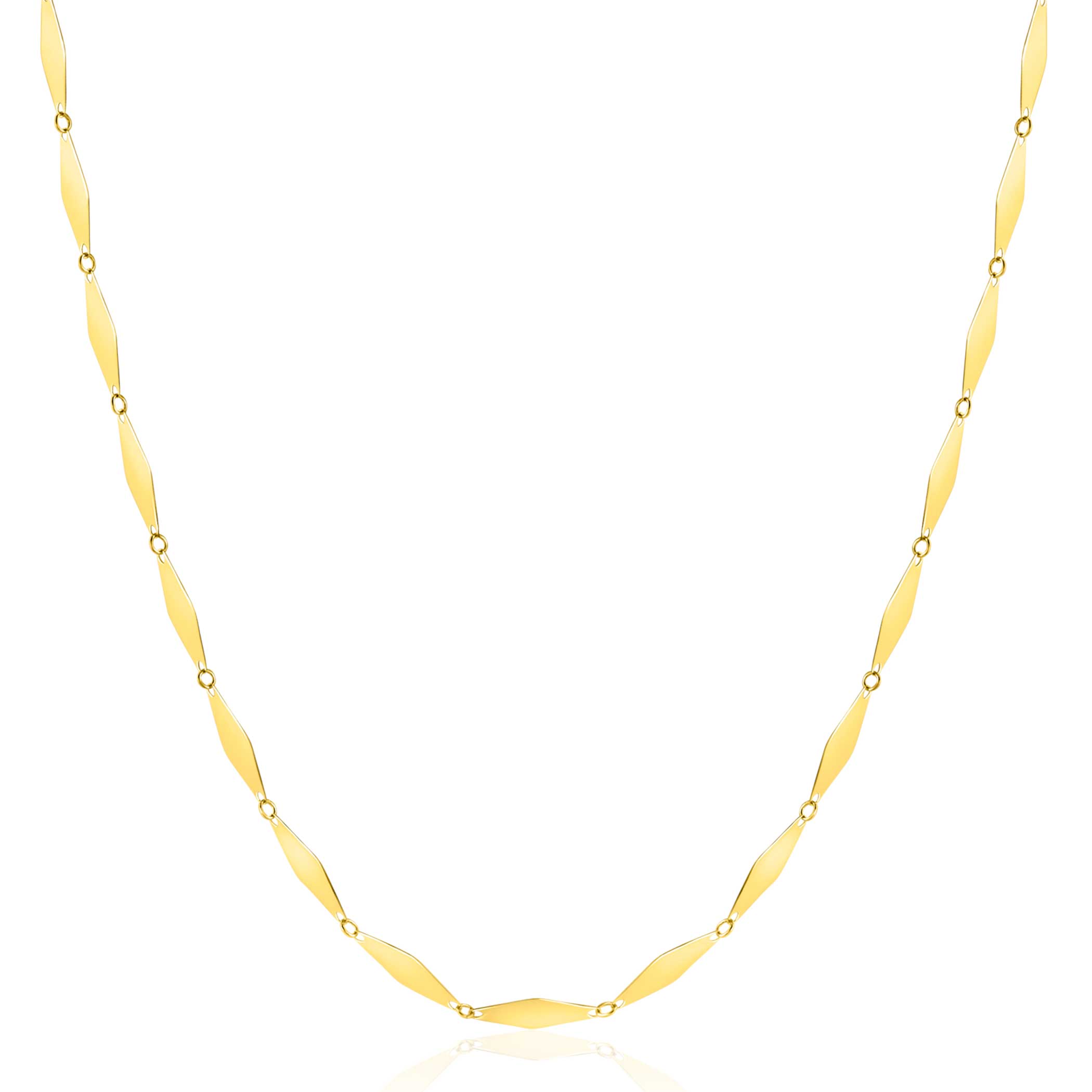 ZINZI Gold 14 karat gold solid chain necklace with shiny long diamond-shaped links 3mm wide 45cm ZGC492
