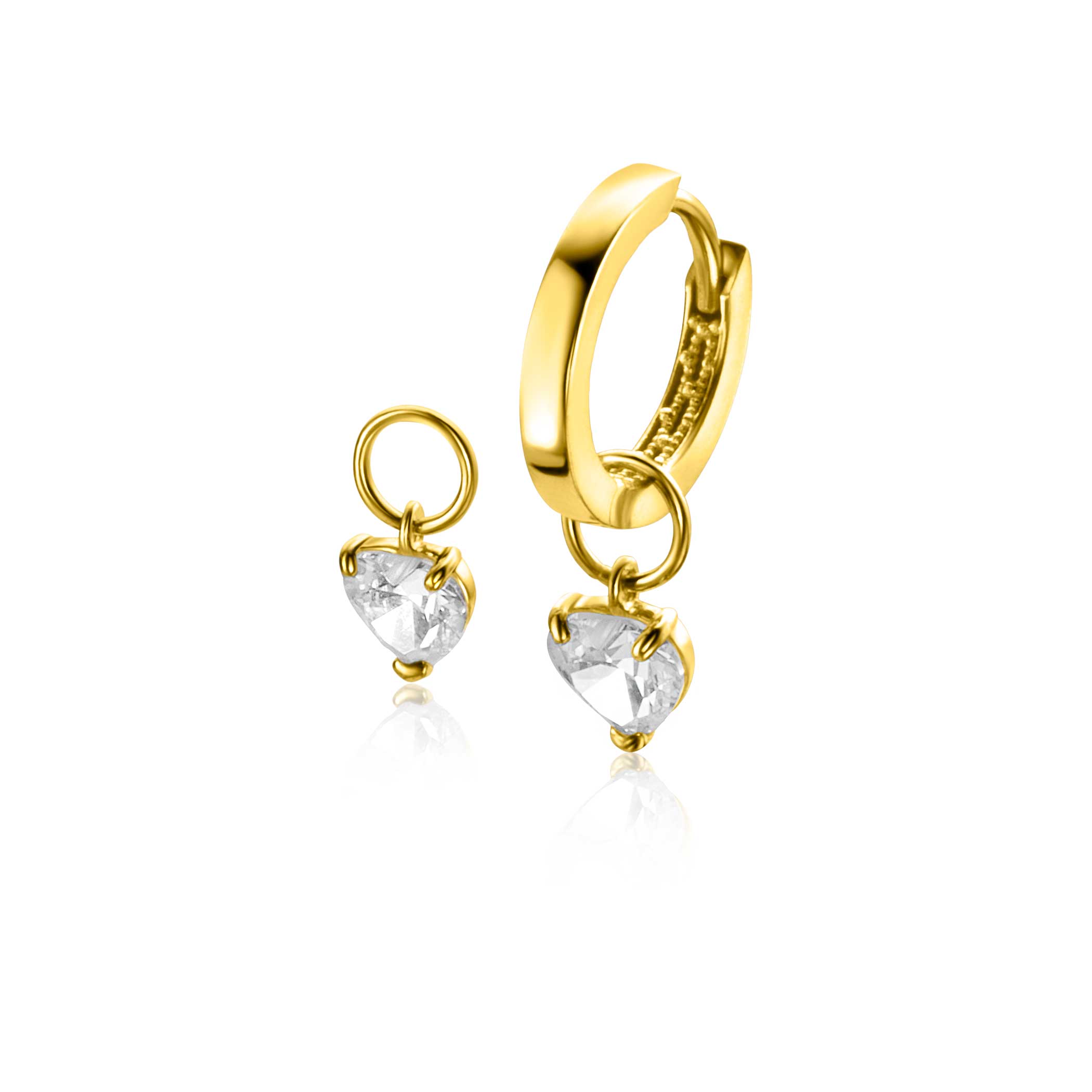 ZINZI 14K Gold Earrings Pendants Heart White Zirconia 5mm ZGCH422 (excl. hoop earrings)