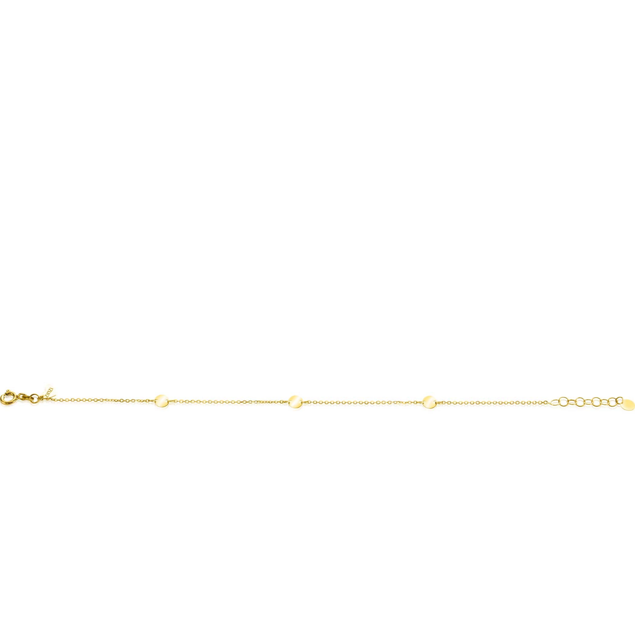 ZINZI 14K Gold Rolo Chain Bracelet 3 Coins 5mm width 18-20cm ZGA444