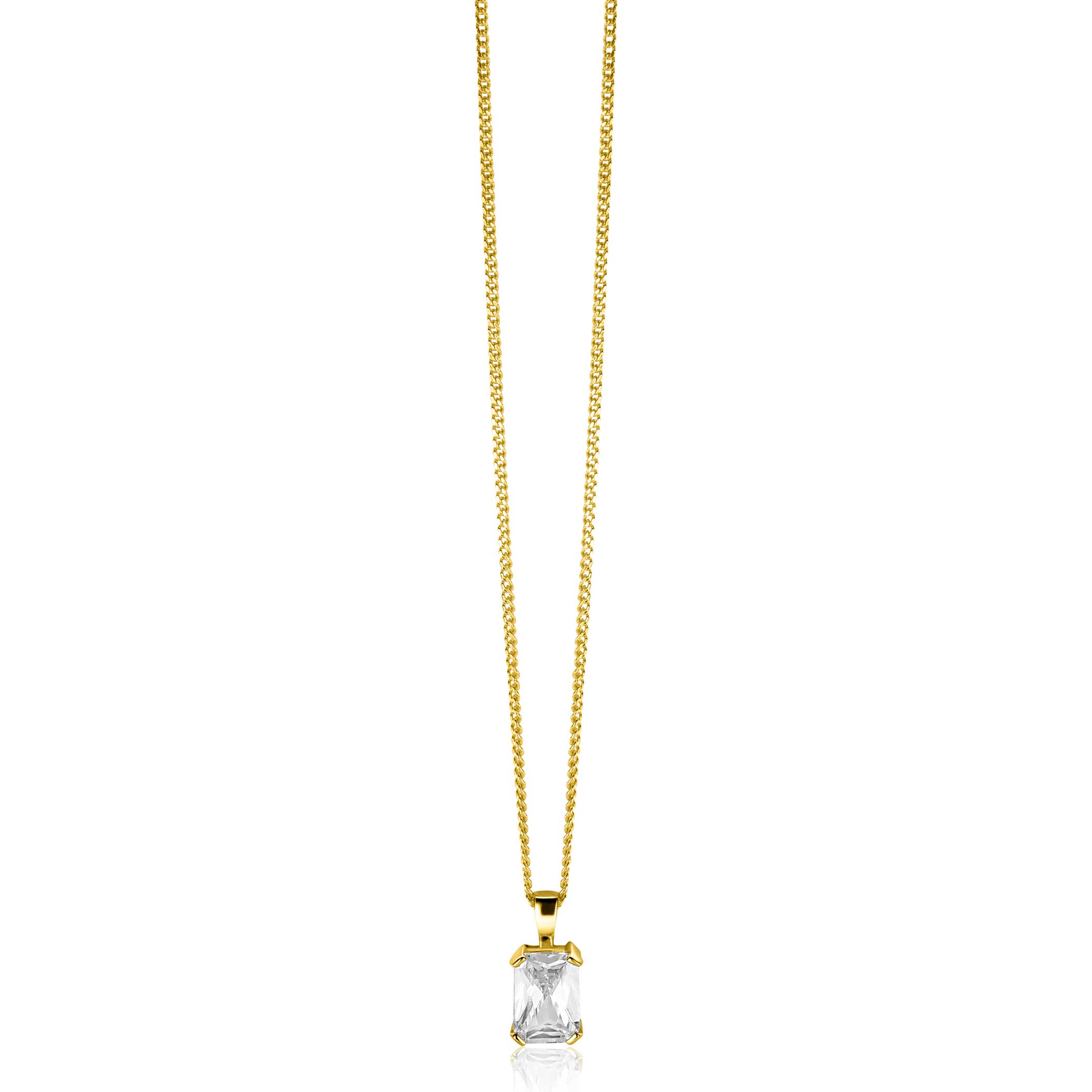11mm ZINZI Gold 14 ct gold pendant with a rectangular white cubic zirconia in a bezel setting ZGH509 (no necklace)