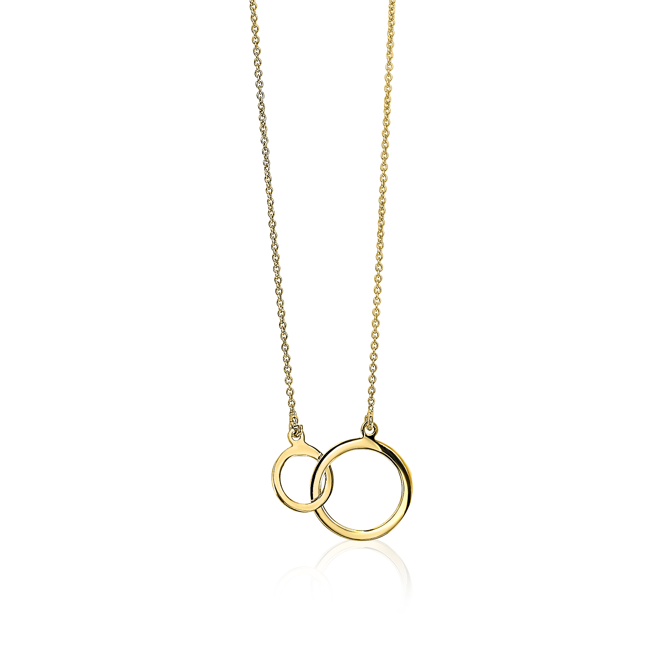 ZINZI 14K Gold Necklace with 2 Connected Open Circles 42cm ZGC113