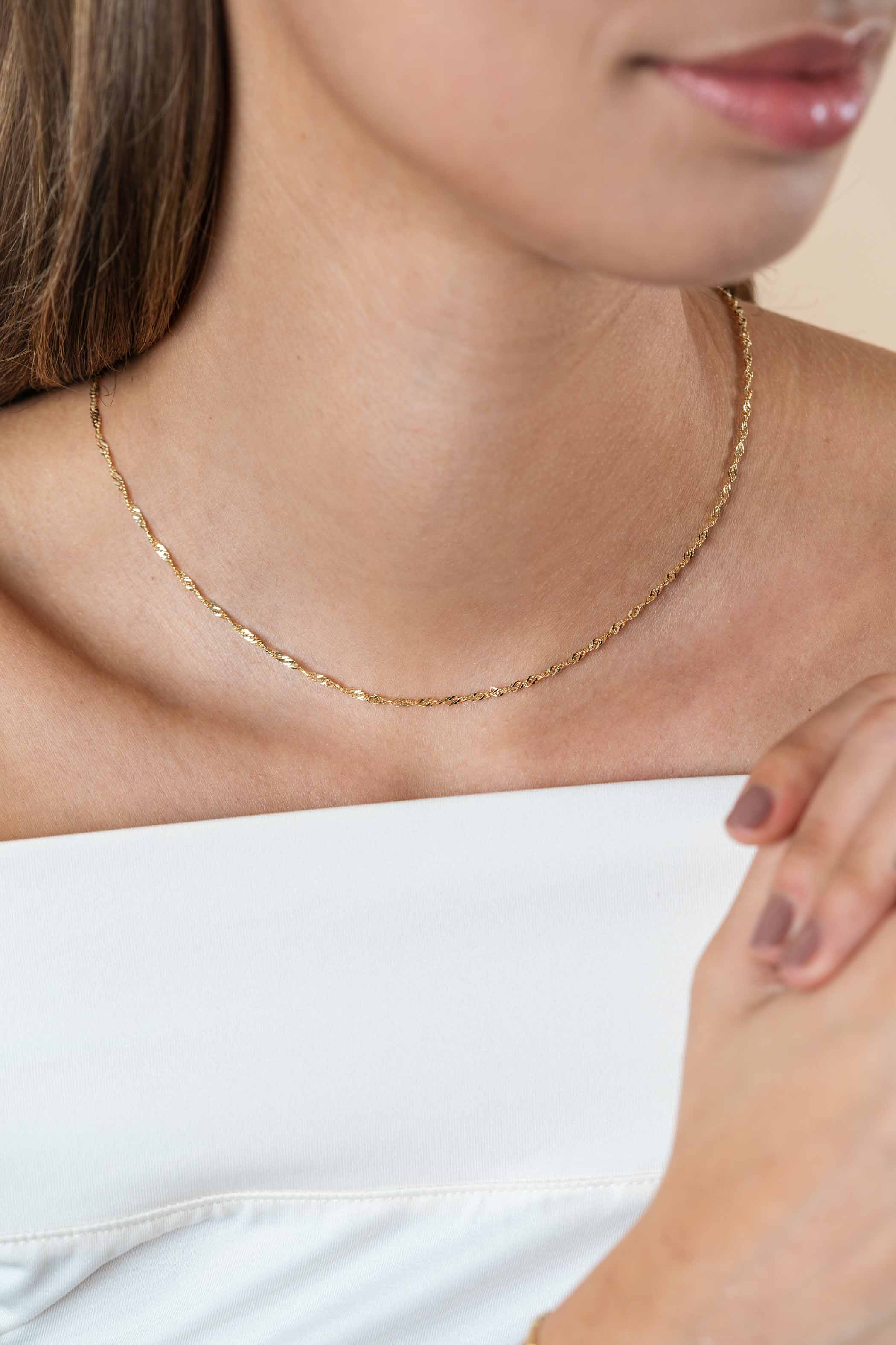 ZINZI Gold 14 carat solid gold Singapore necklace, 1.8mm wide, 41-43cm ZGC501
