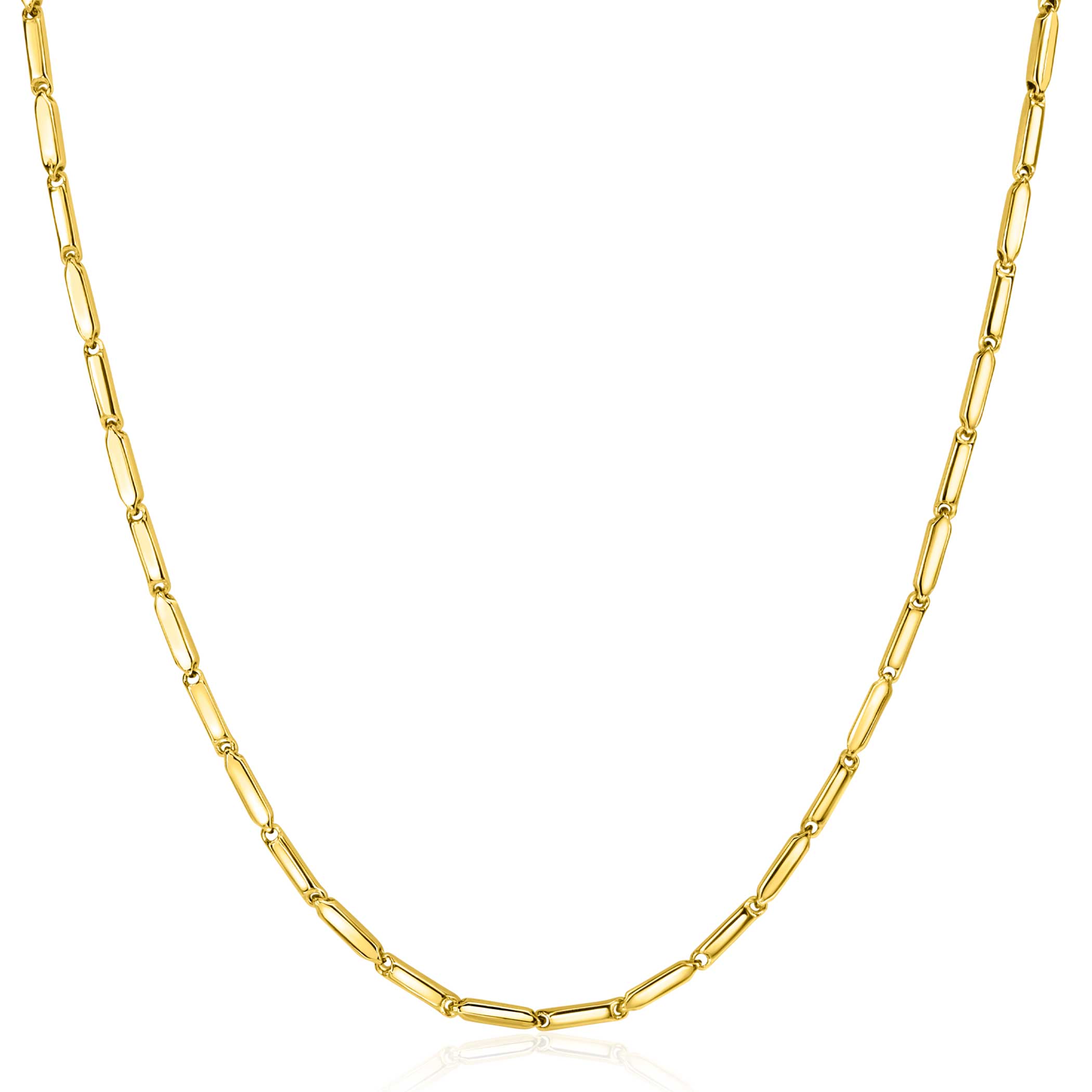ZINZI 14K Gold Necklace Rectangular Bars Square Tube 2mm width 43cm ZGC452