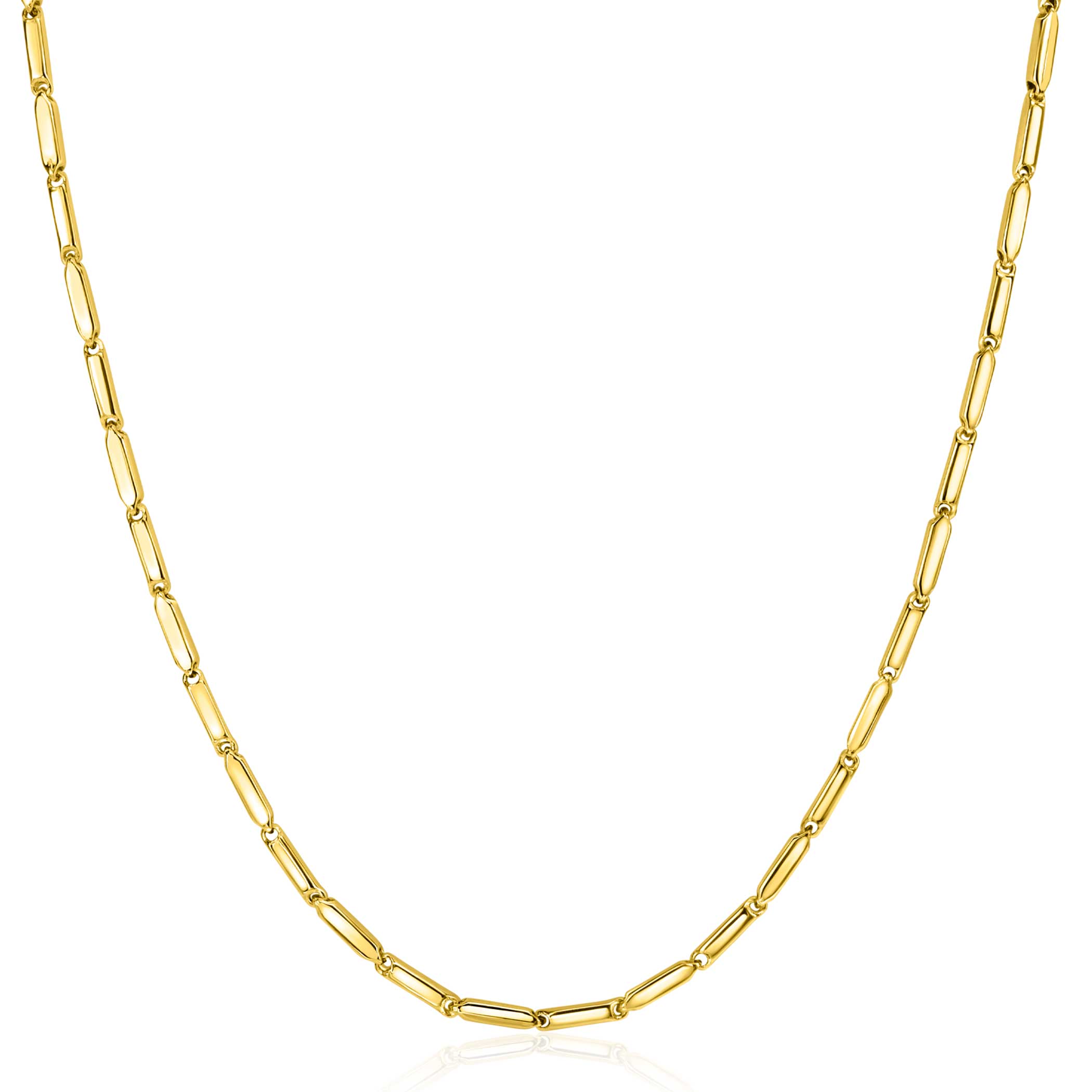 ZINZI 14K Gold Necklace Rectangular Bars Square Tube 2mm width 43cm ZGC452