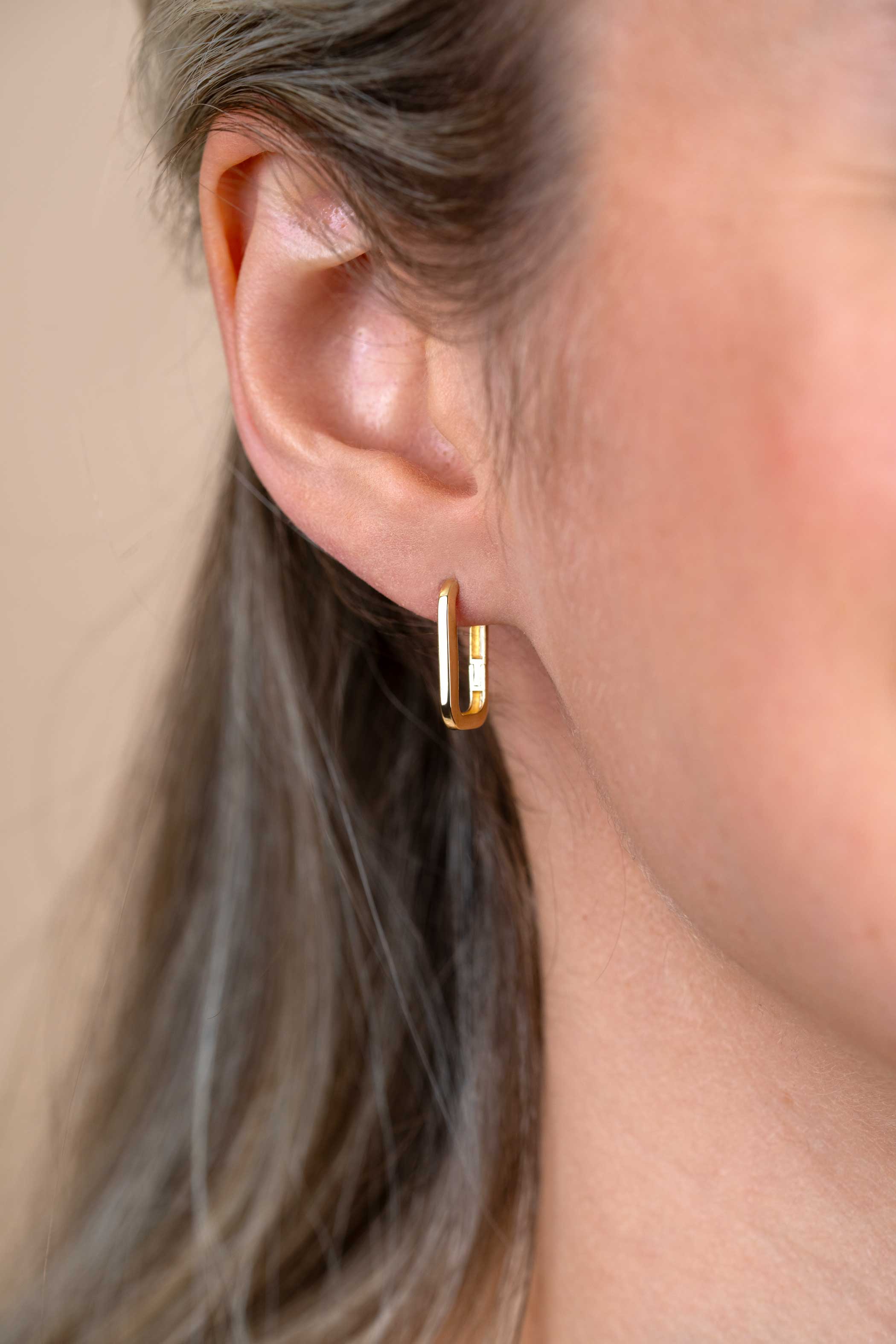 16mm ZINZI 14K Gold Rectangular Hoop Earrings Square Tube 16x2mm ZGO362